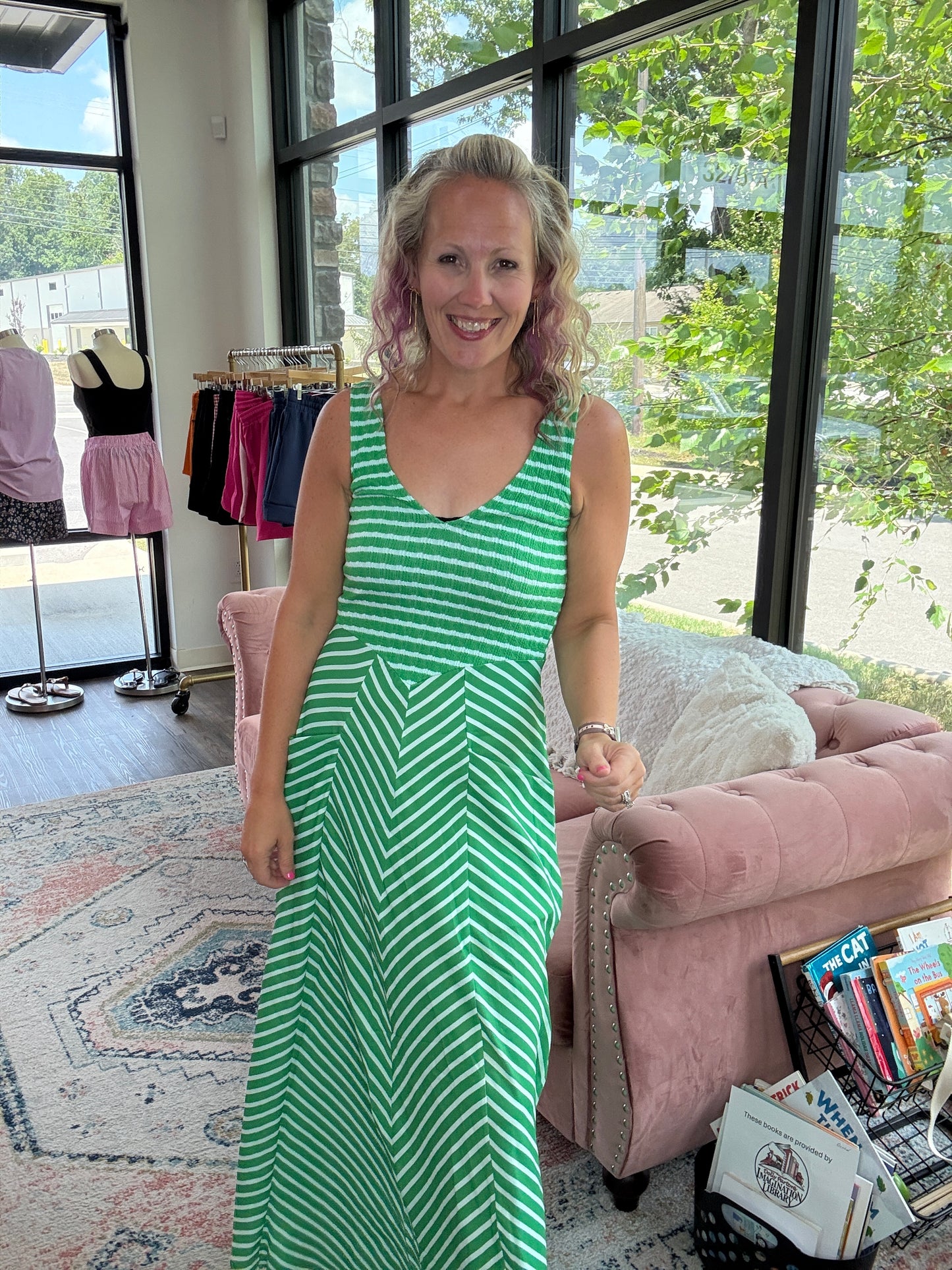 Luciana Striped Dress- Green