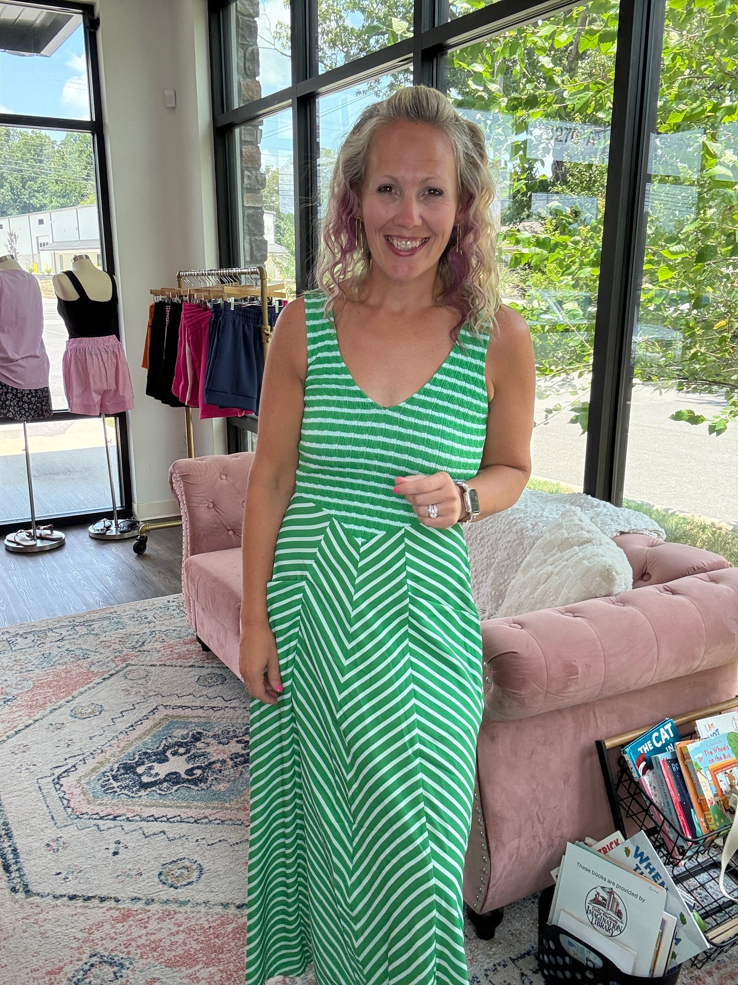 Luciana Striped Dress- Green