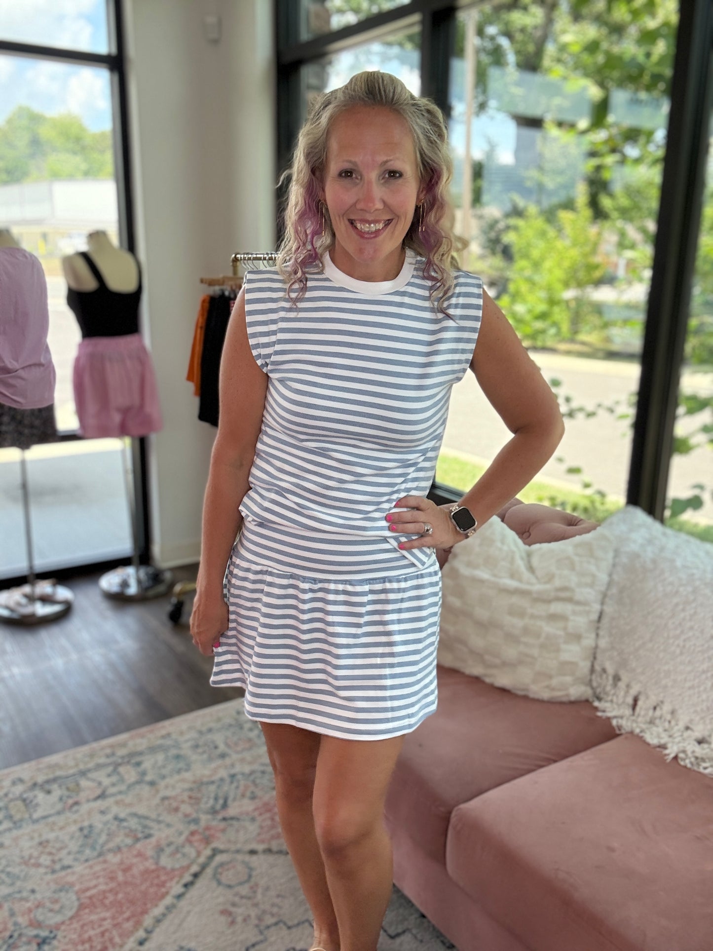 Coastal Stripes Skort Set- Blue
