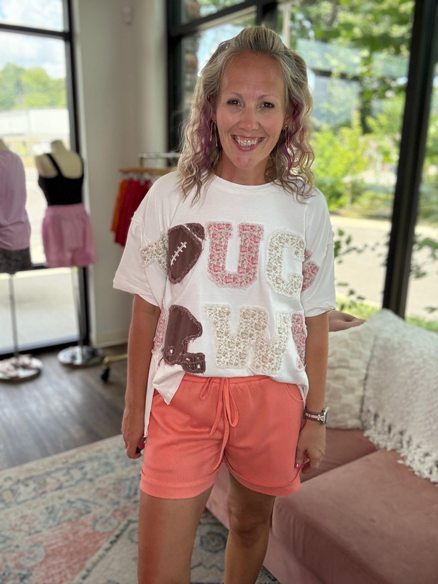 Knit Shorts- Coral