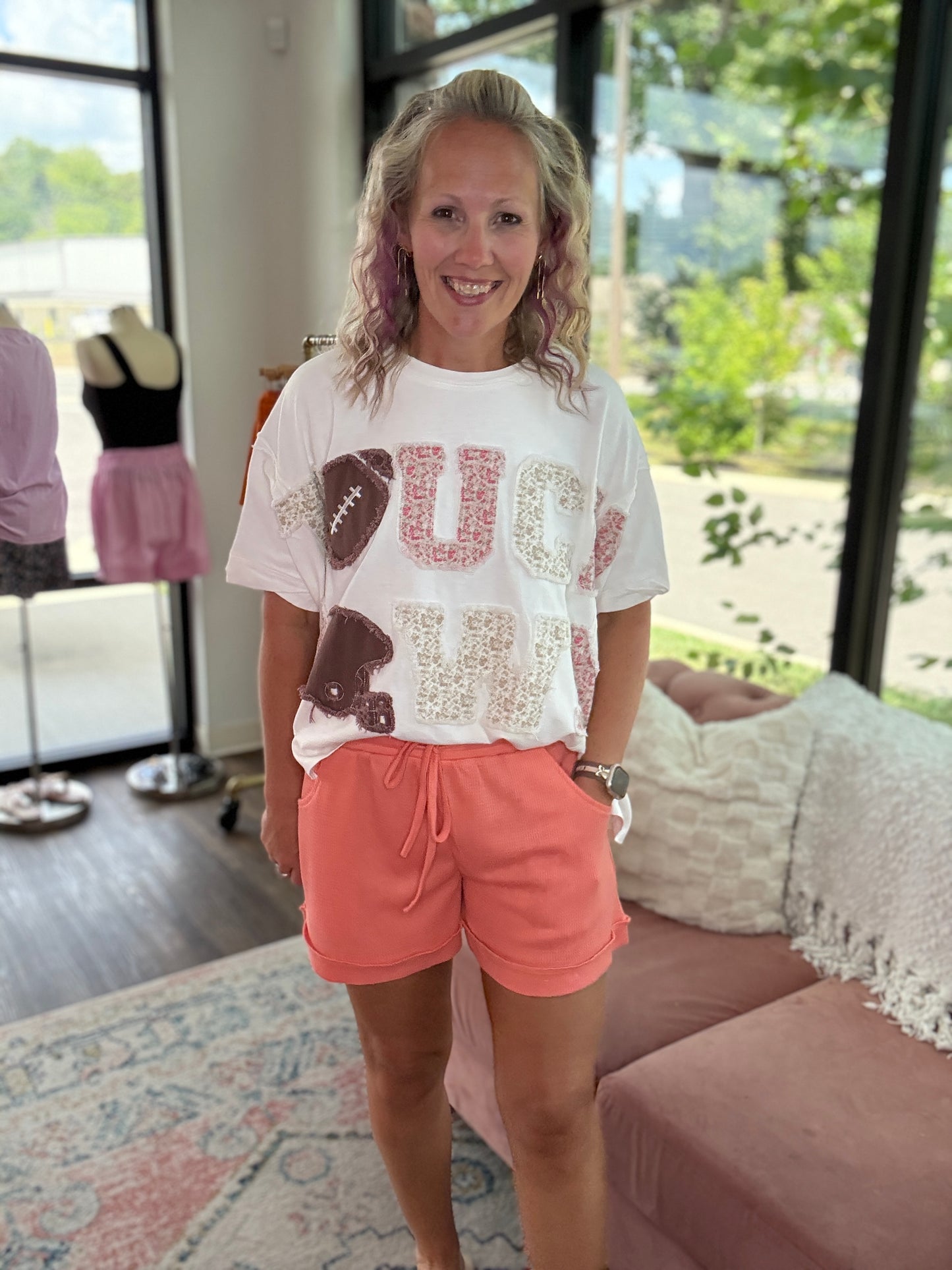Knit Shorts- Coral