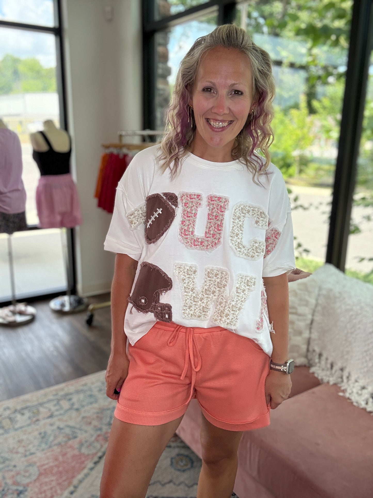 Knit Shorts- Coral