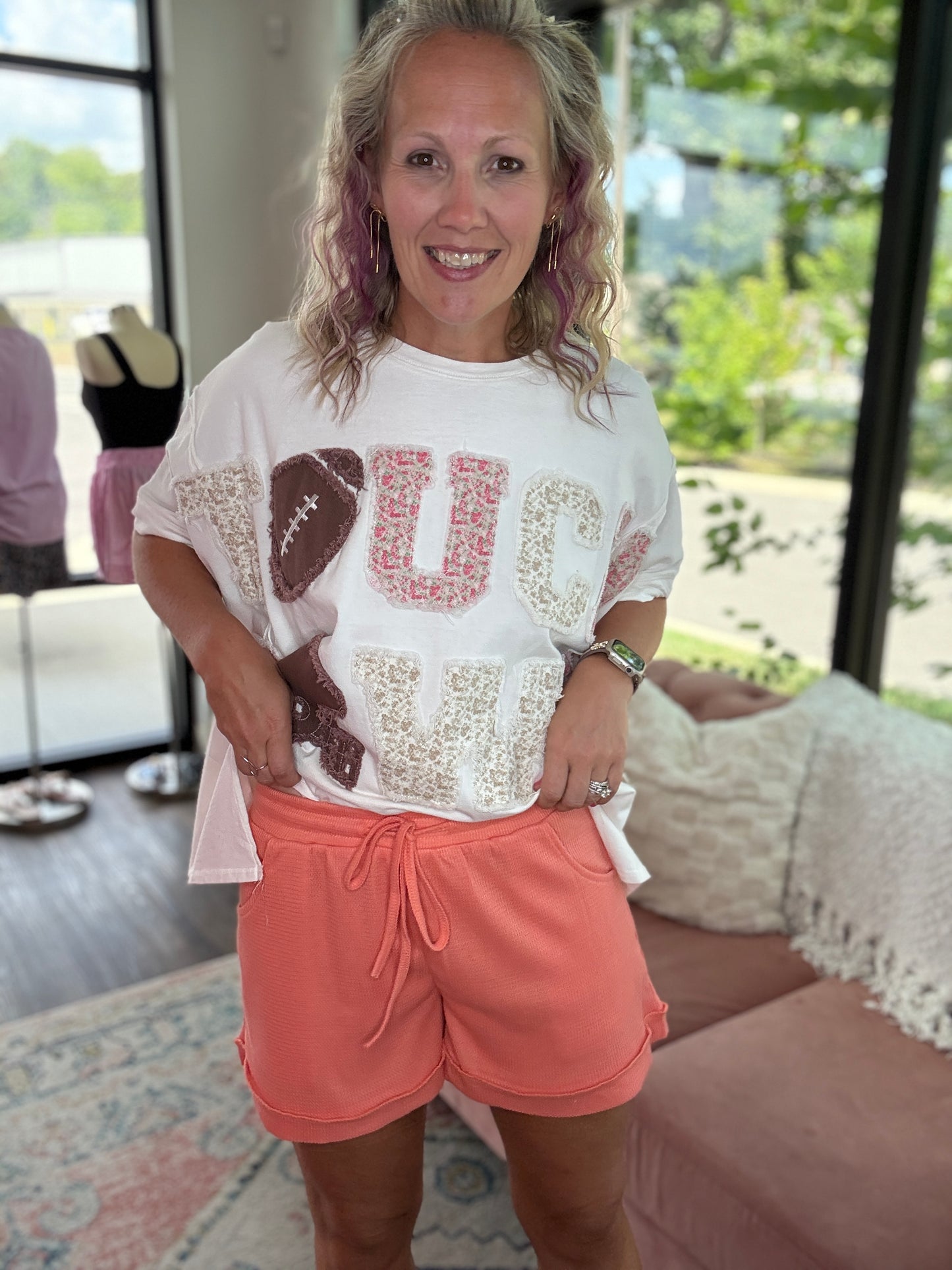 Knit Shorts- Coral