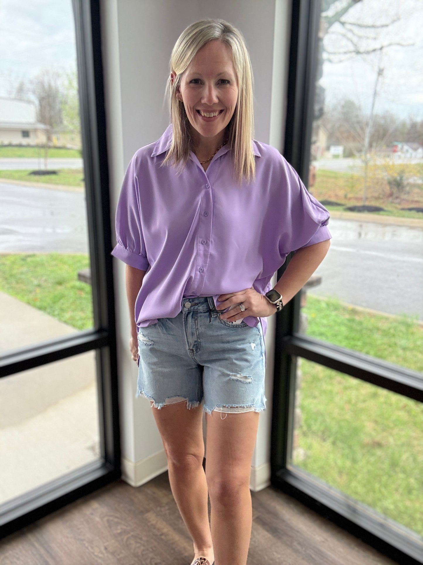 Sutton Button Up- Lavender