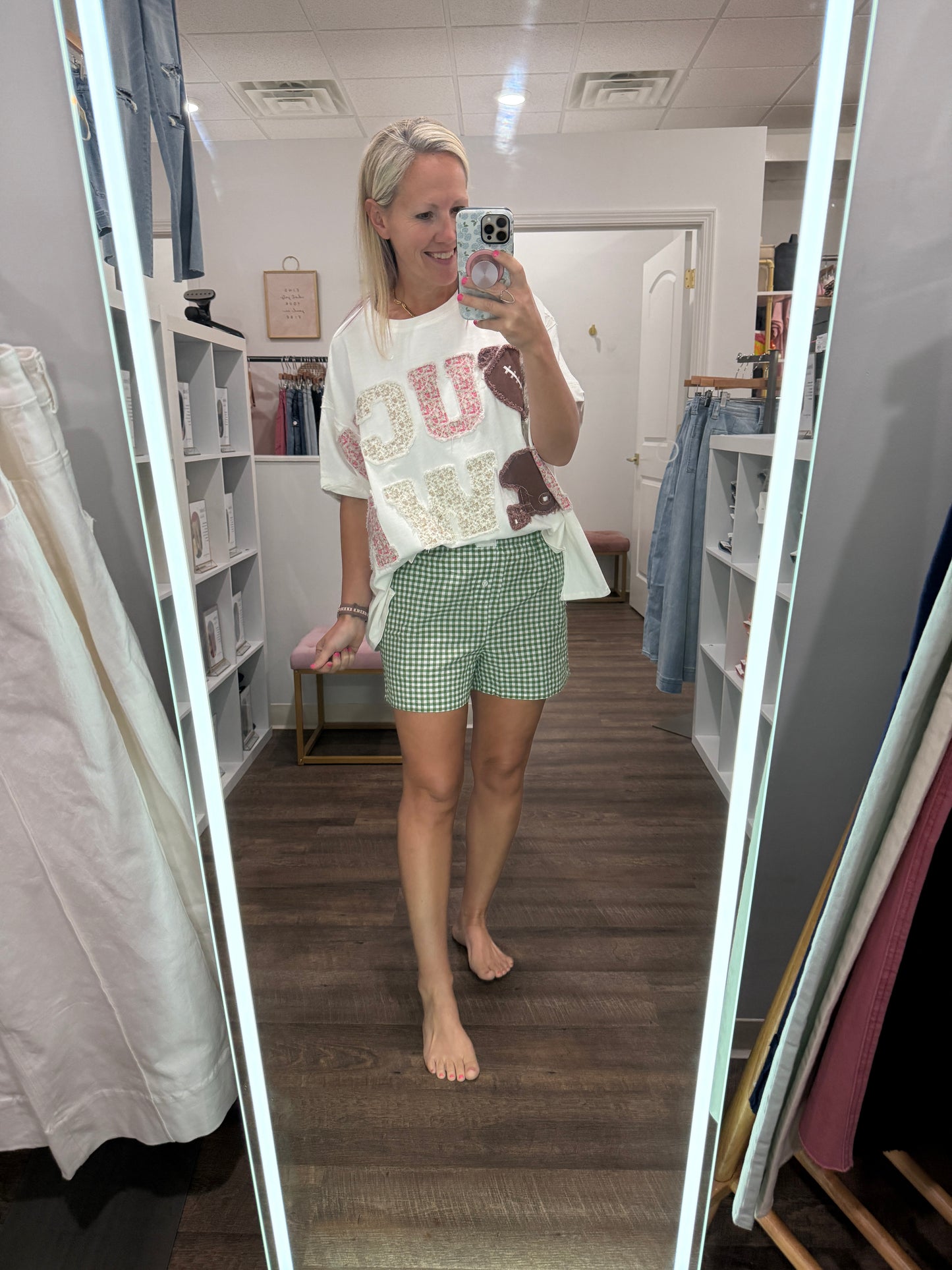 Green Gingham Check Short