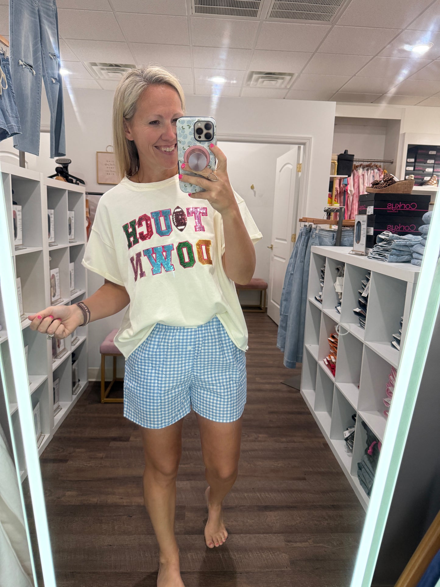 Blue Gingham Check Short