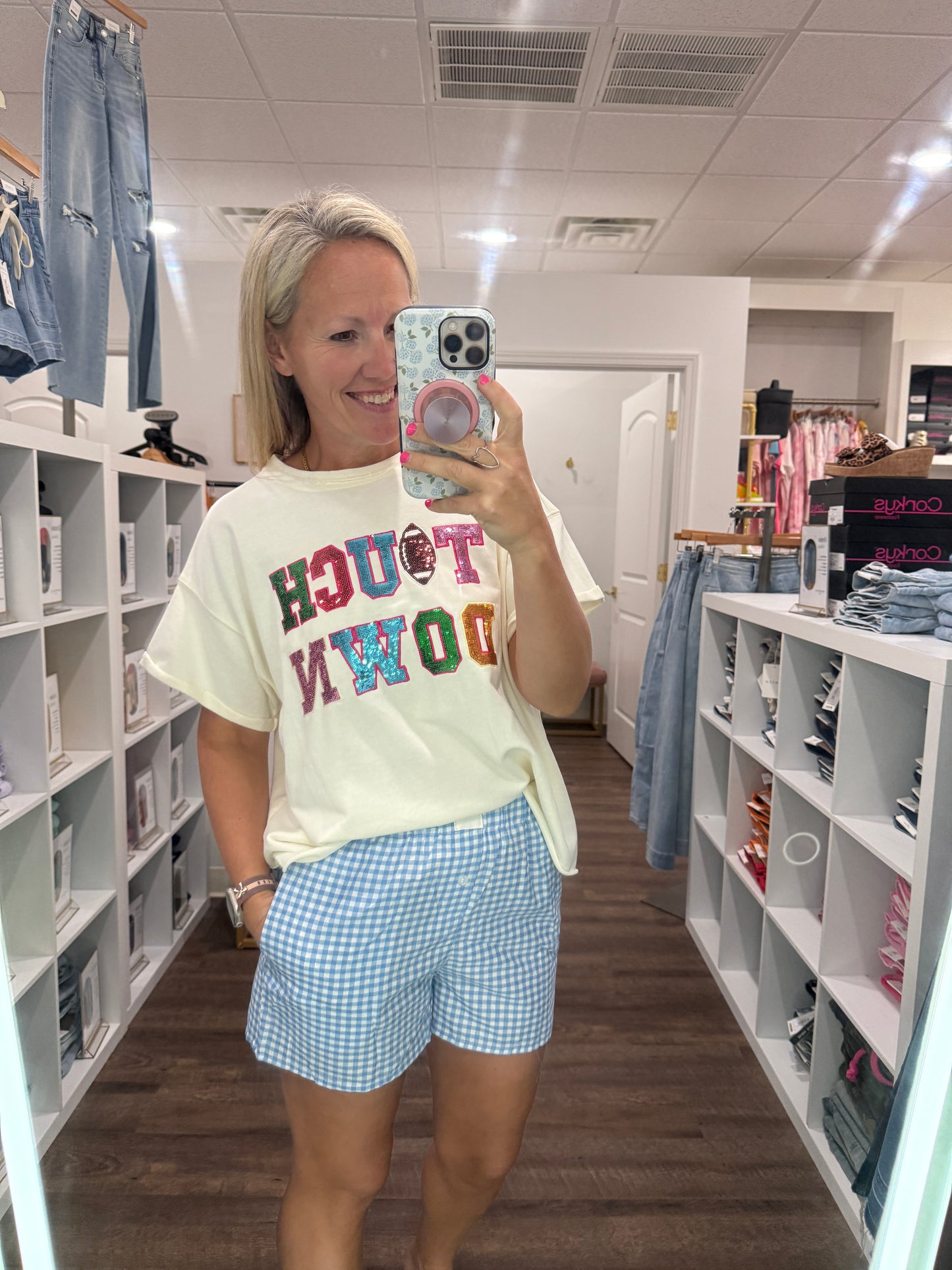 Blue Gingham Check Short