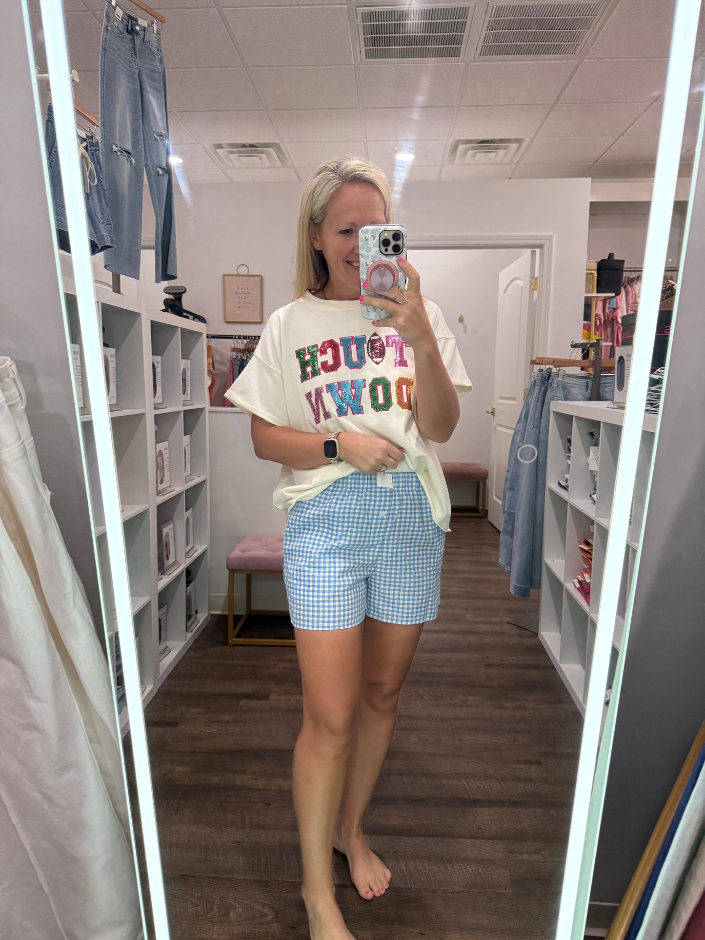 Blue Gingham Check Short