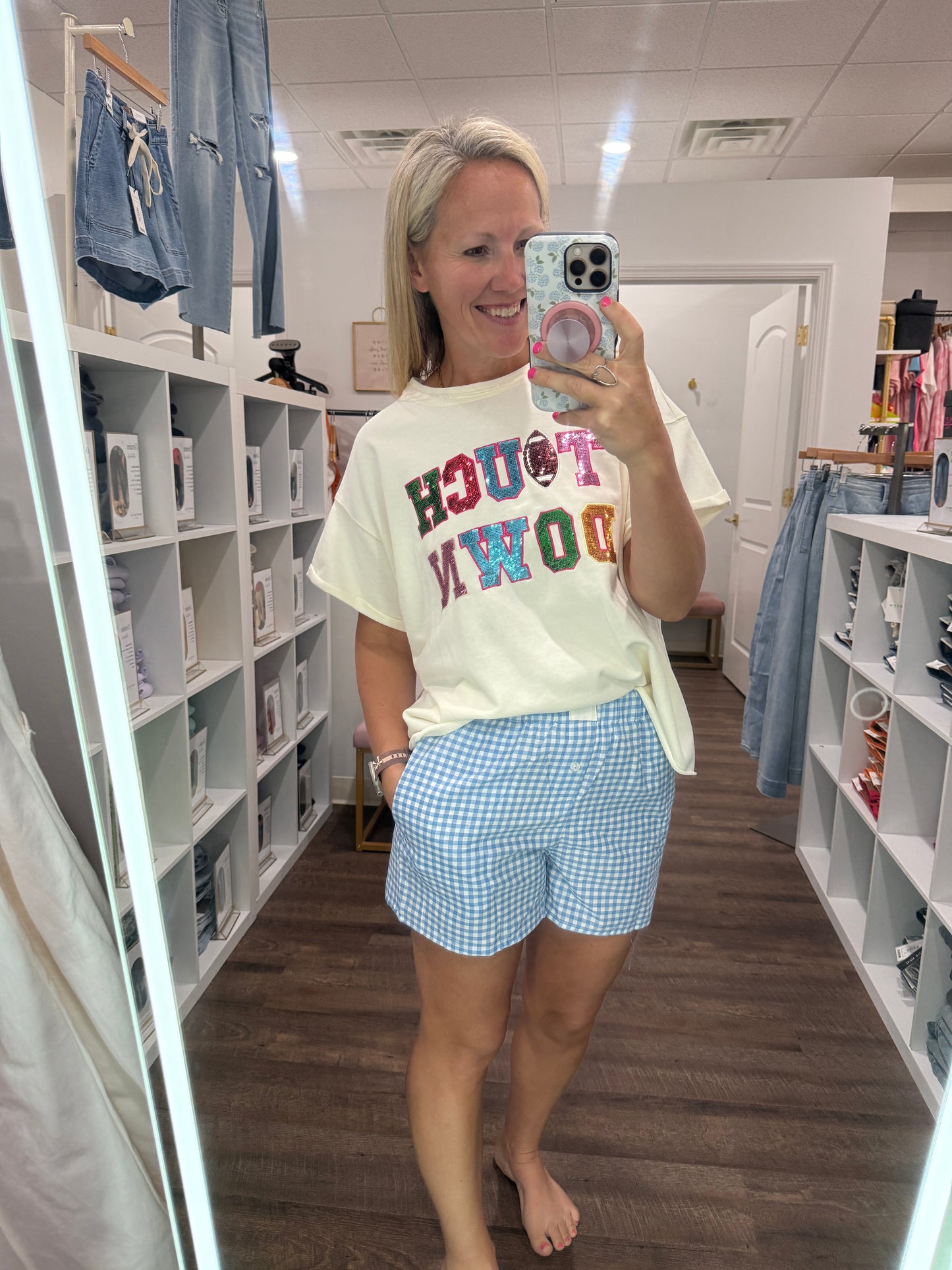 Blue Gingham Check Short