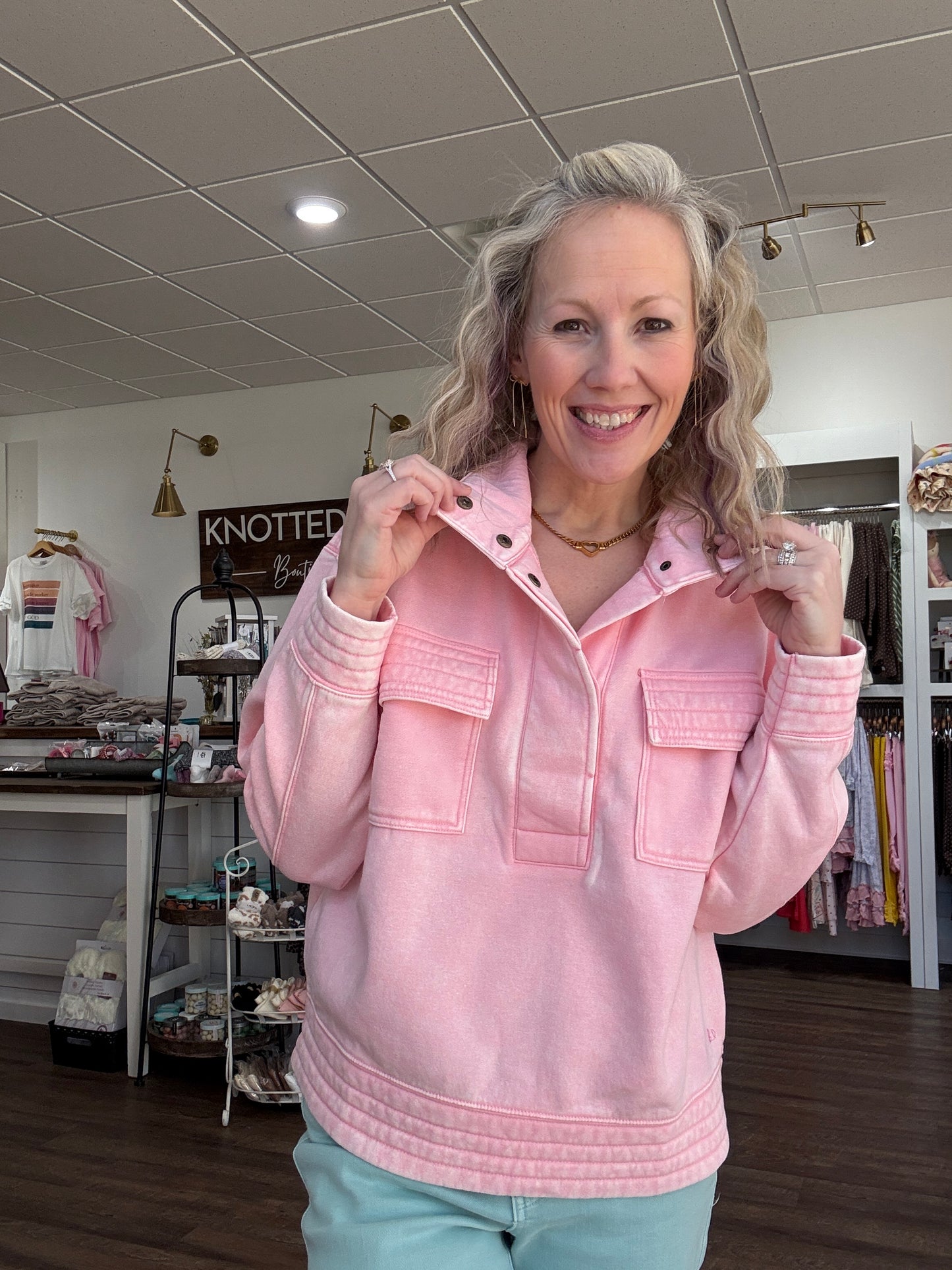 Light Pink Pocket Pullover