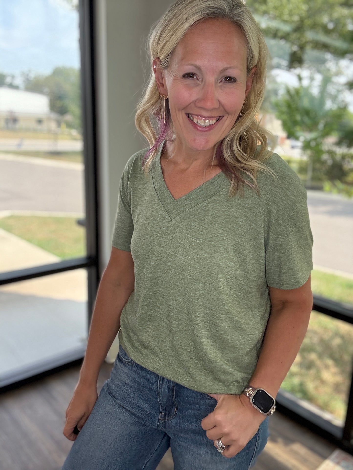 Sadie Boyfriend Tee- Olive