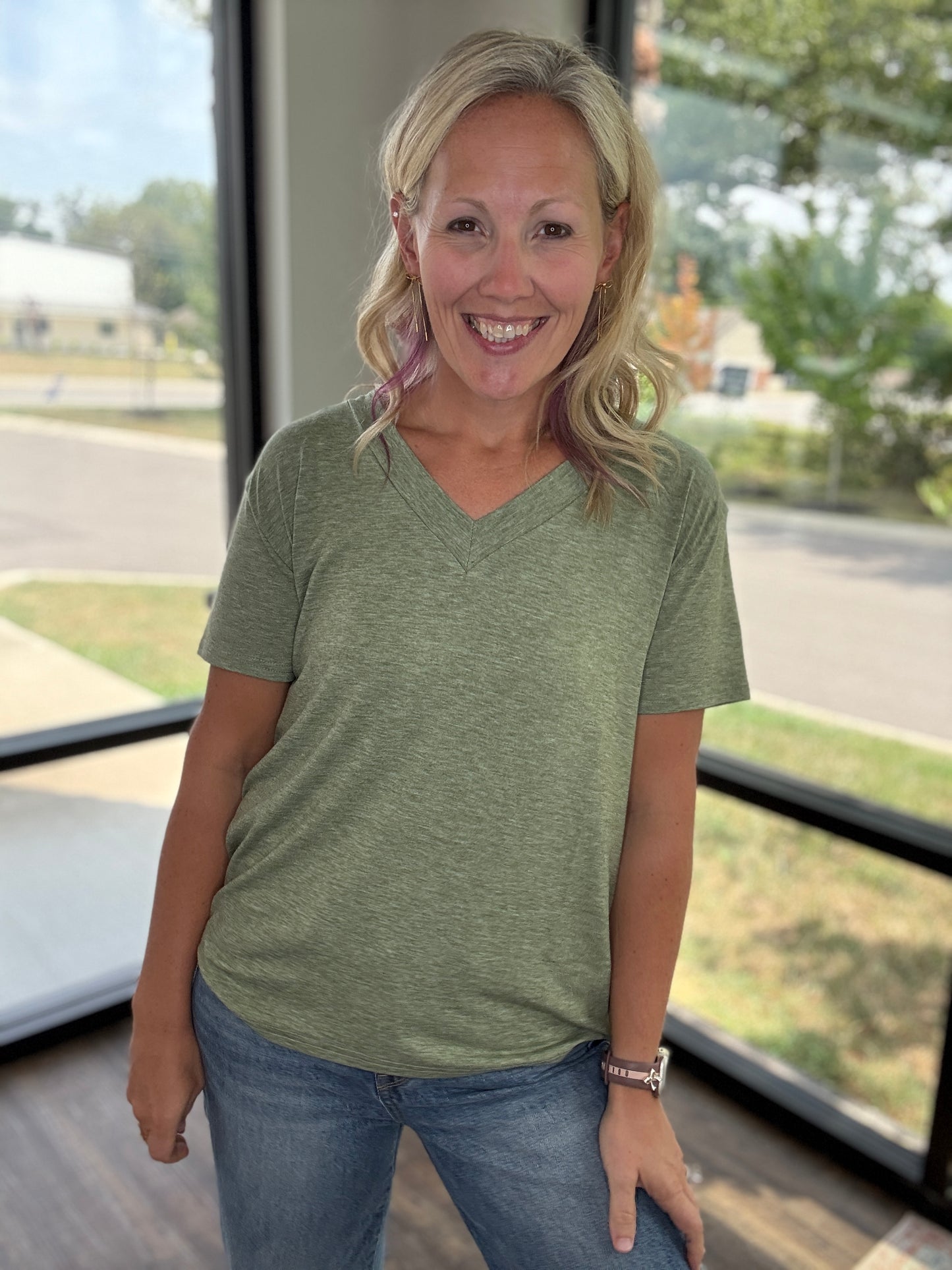 Sadie Boyfriend Tee- Olive