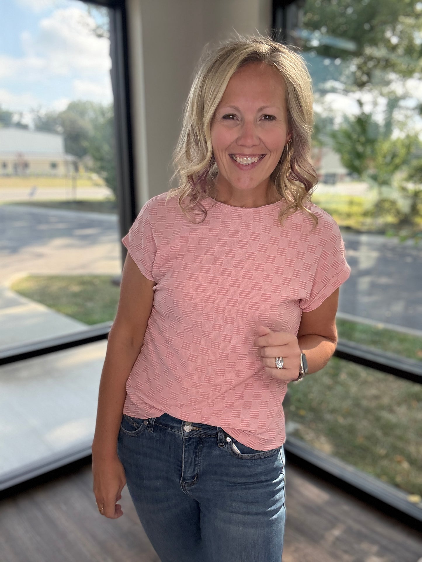 Pink Pop Textured Top