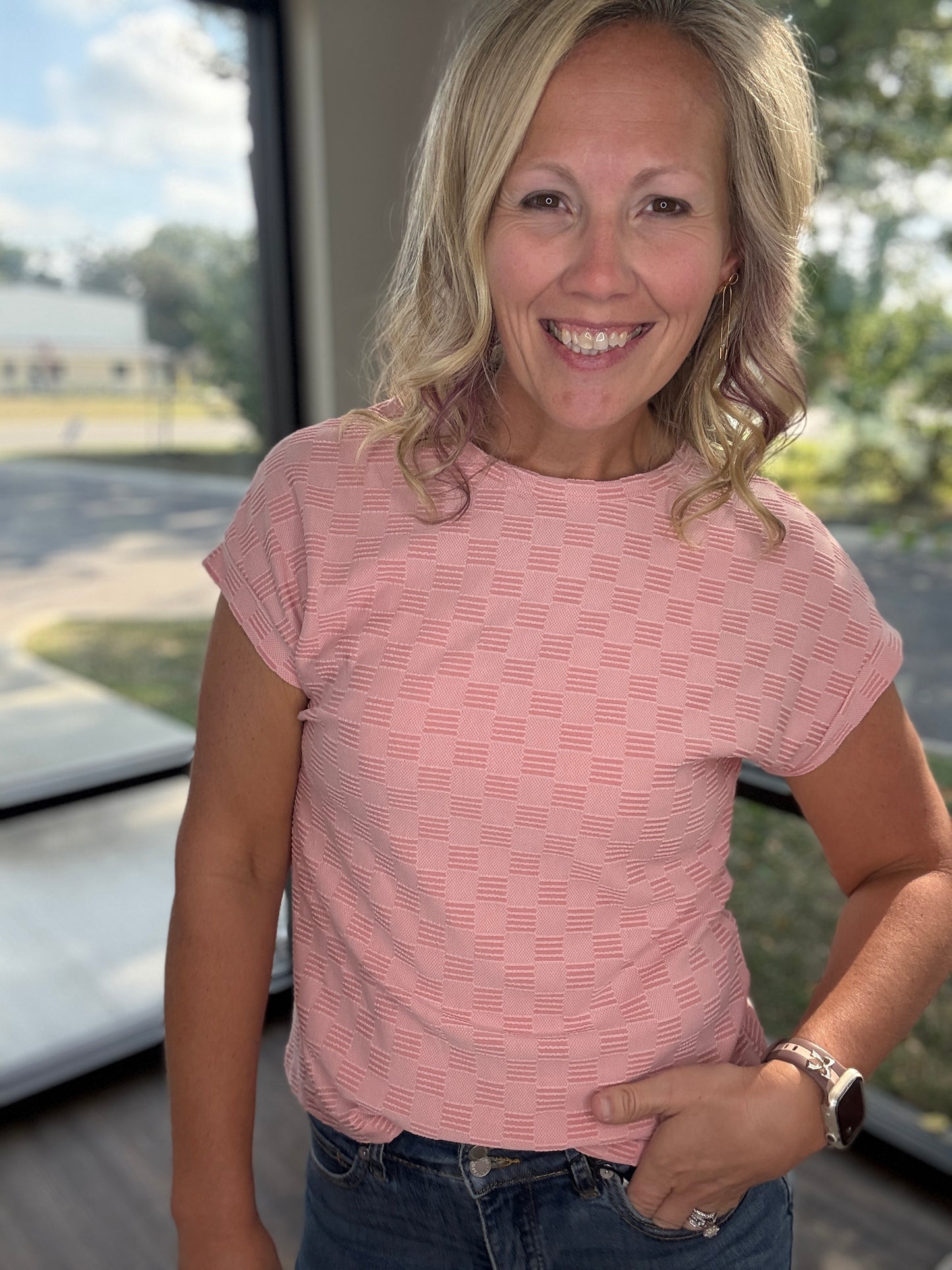 Pink Pop Textured Top