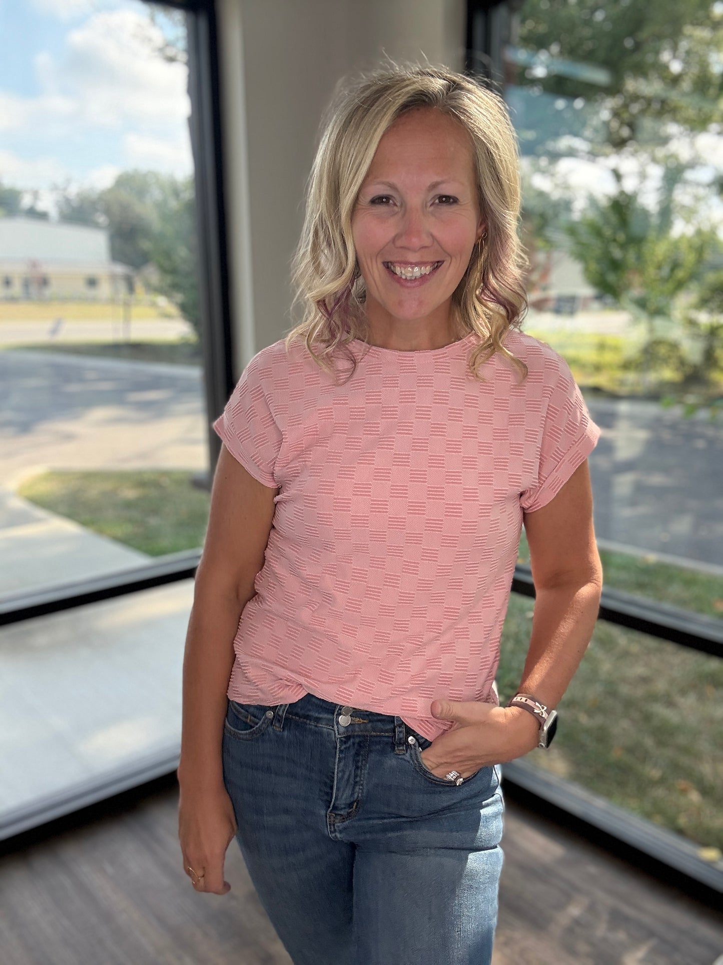 Pink Pop Textured Top