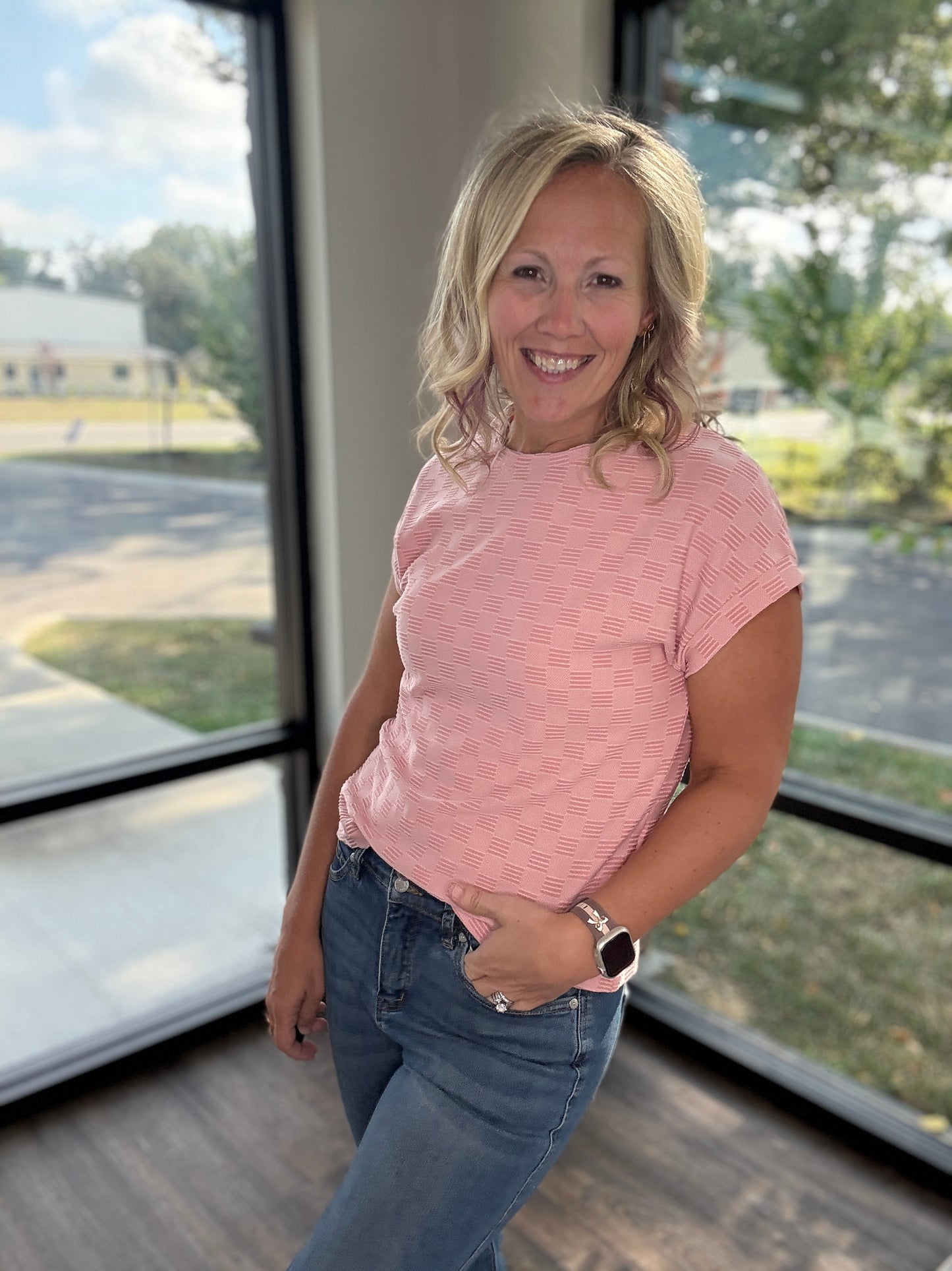 Pink Pop Textured Top