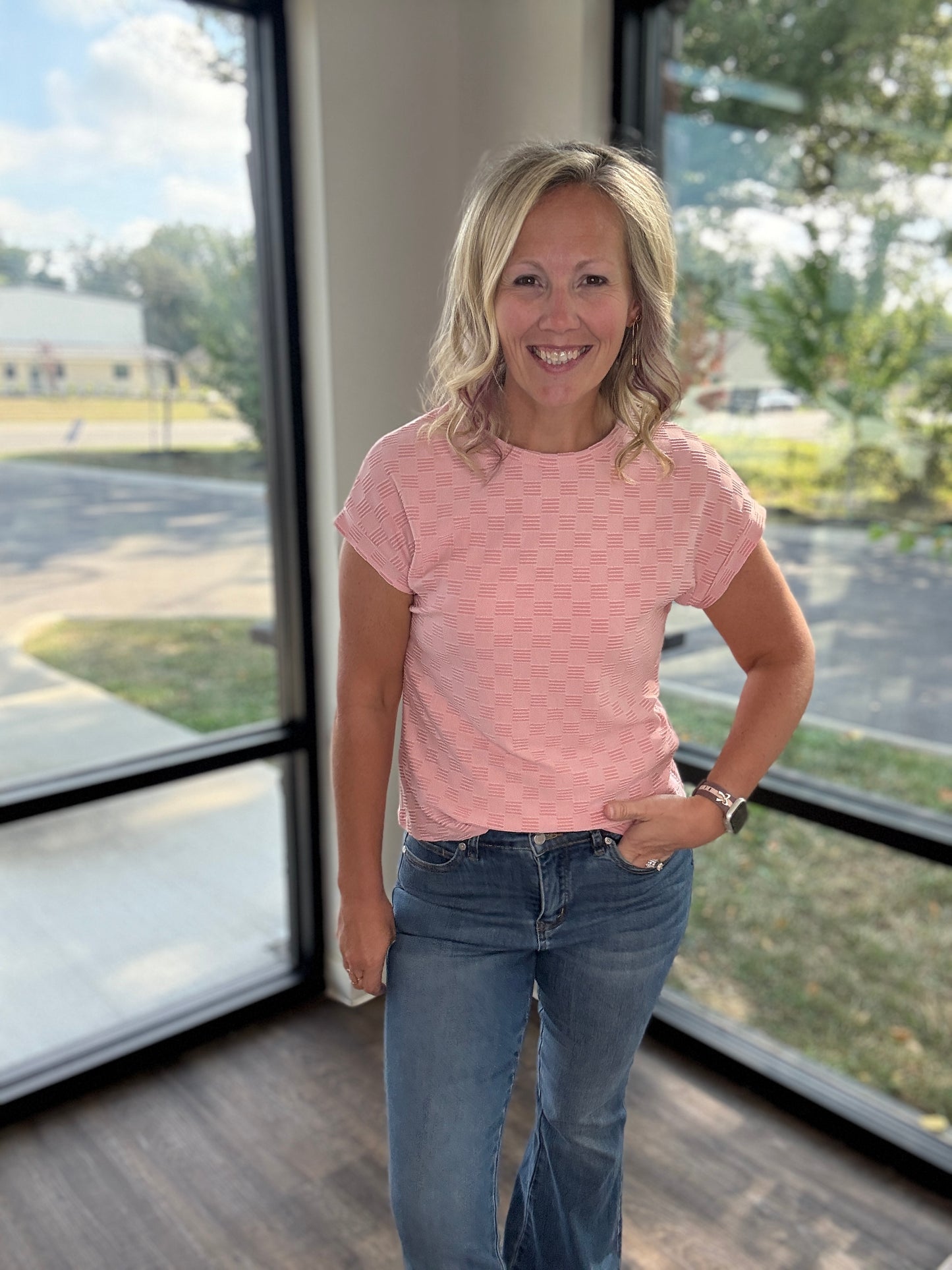 Pink Pop Textured Top