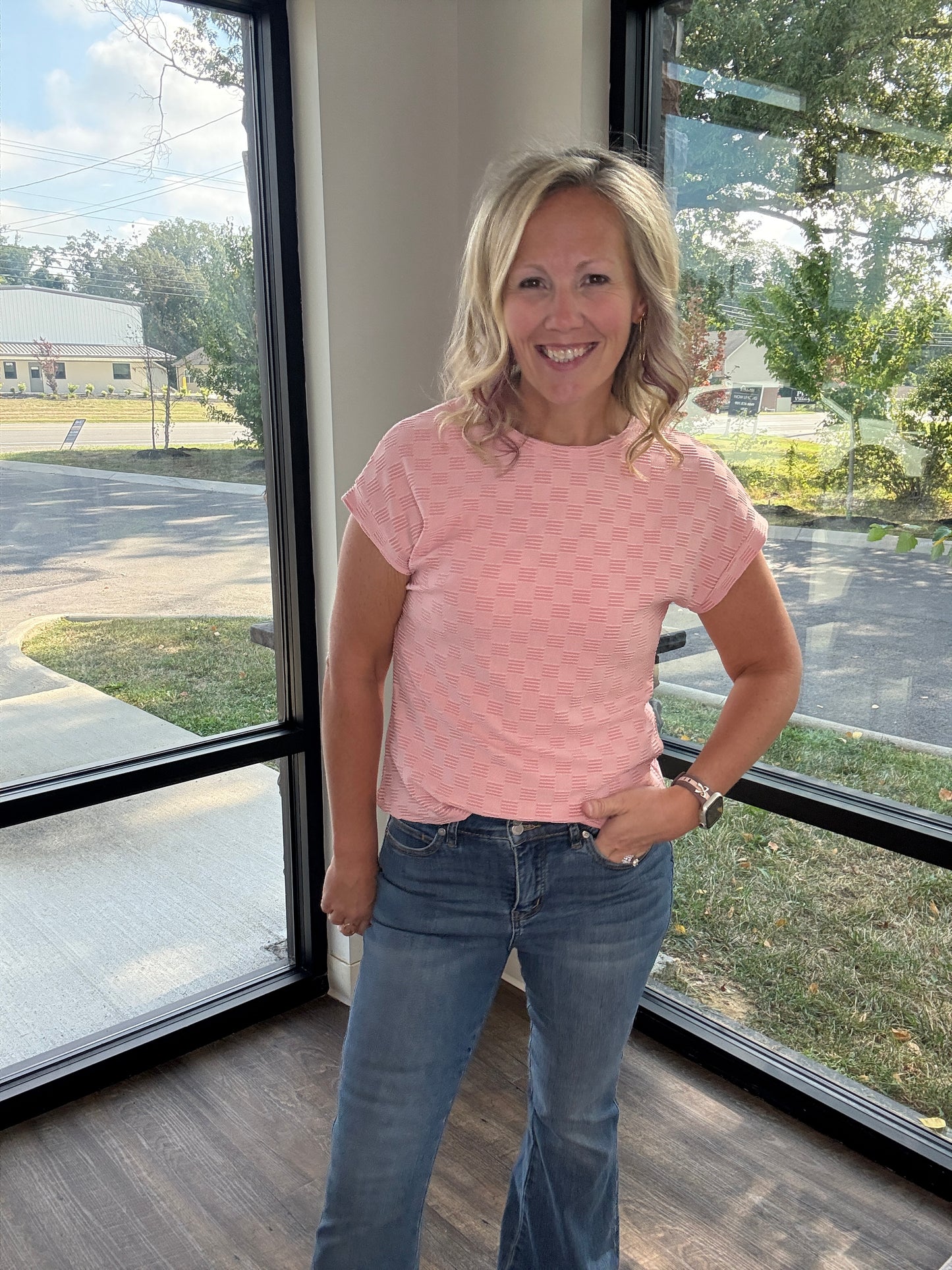 Pink Pop Textured Top