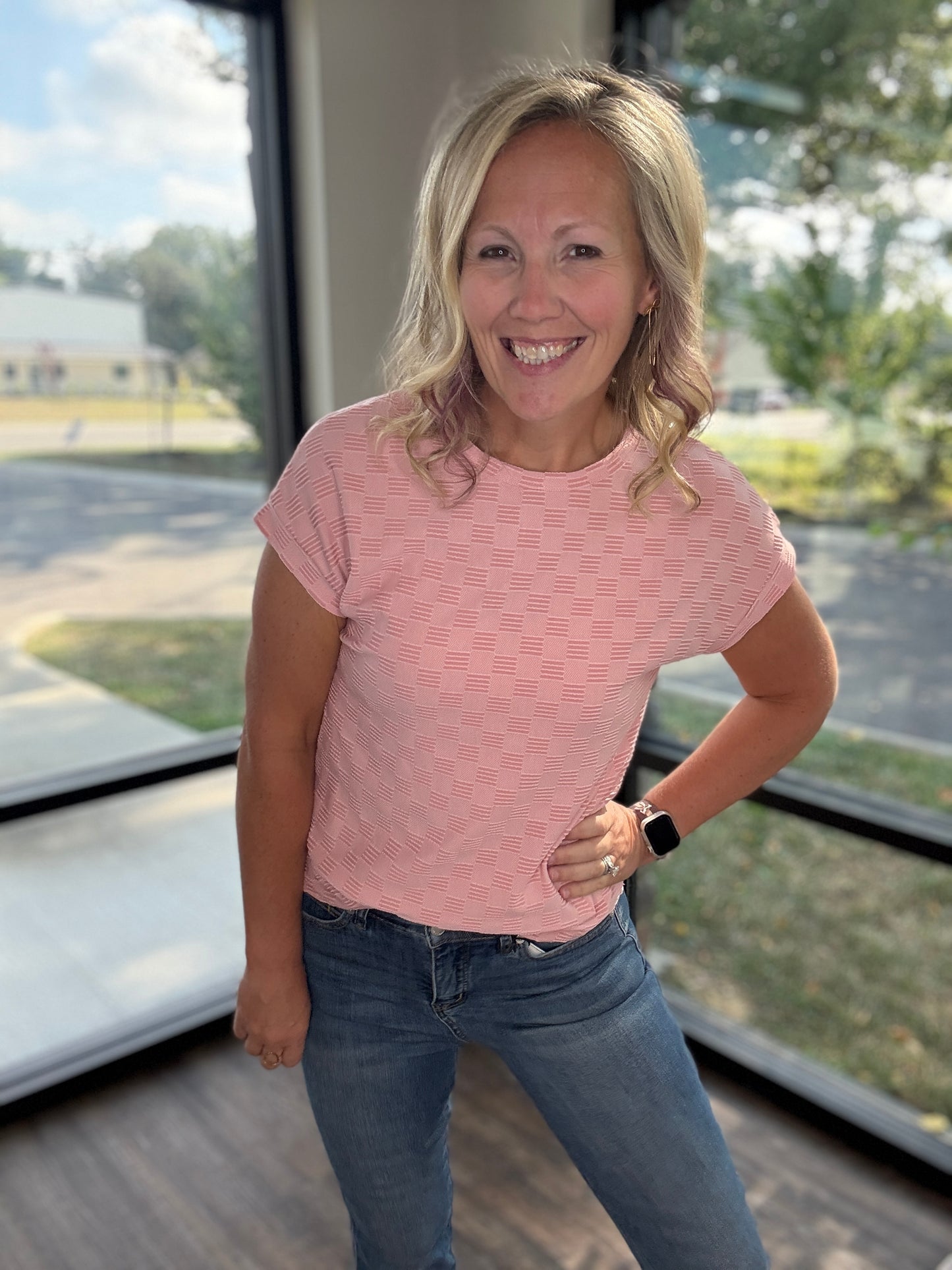 Pink Pop Textured Top