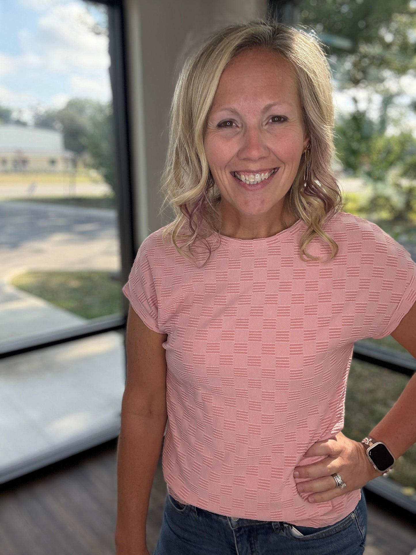 Pink Pop Textured Top