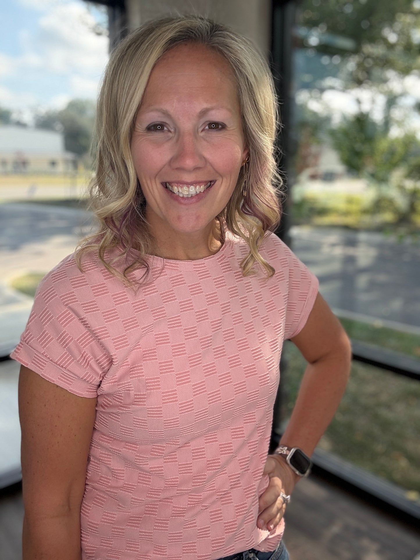 Pink Pop Textured Top