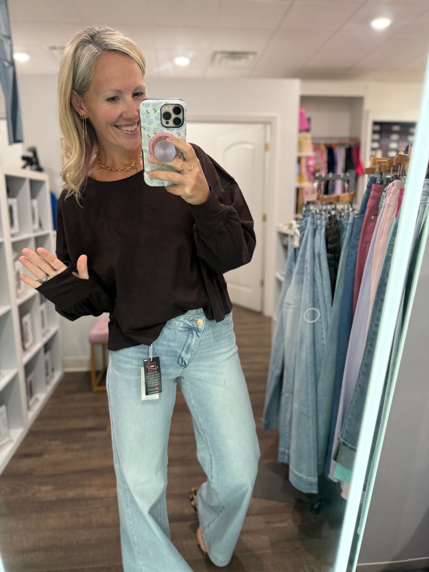 Breezy Back Long Sleeve- Espresso