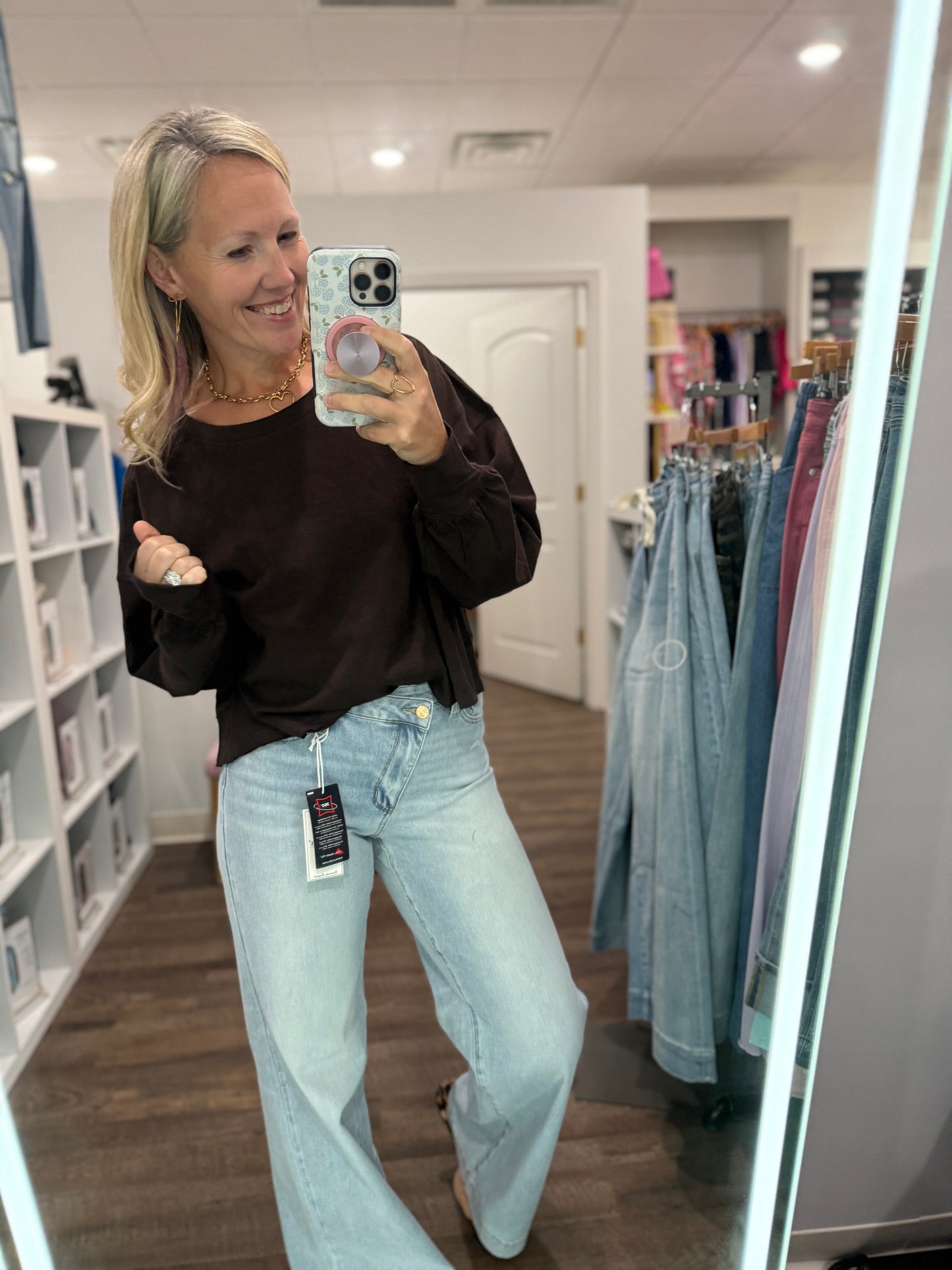 Breezy Back Long Sleeve- Espresso