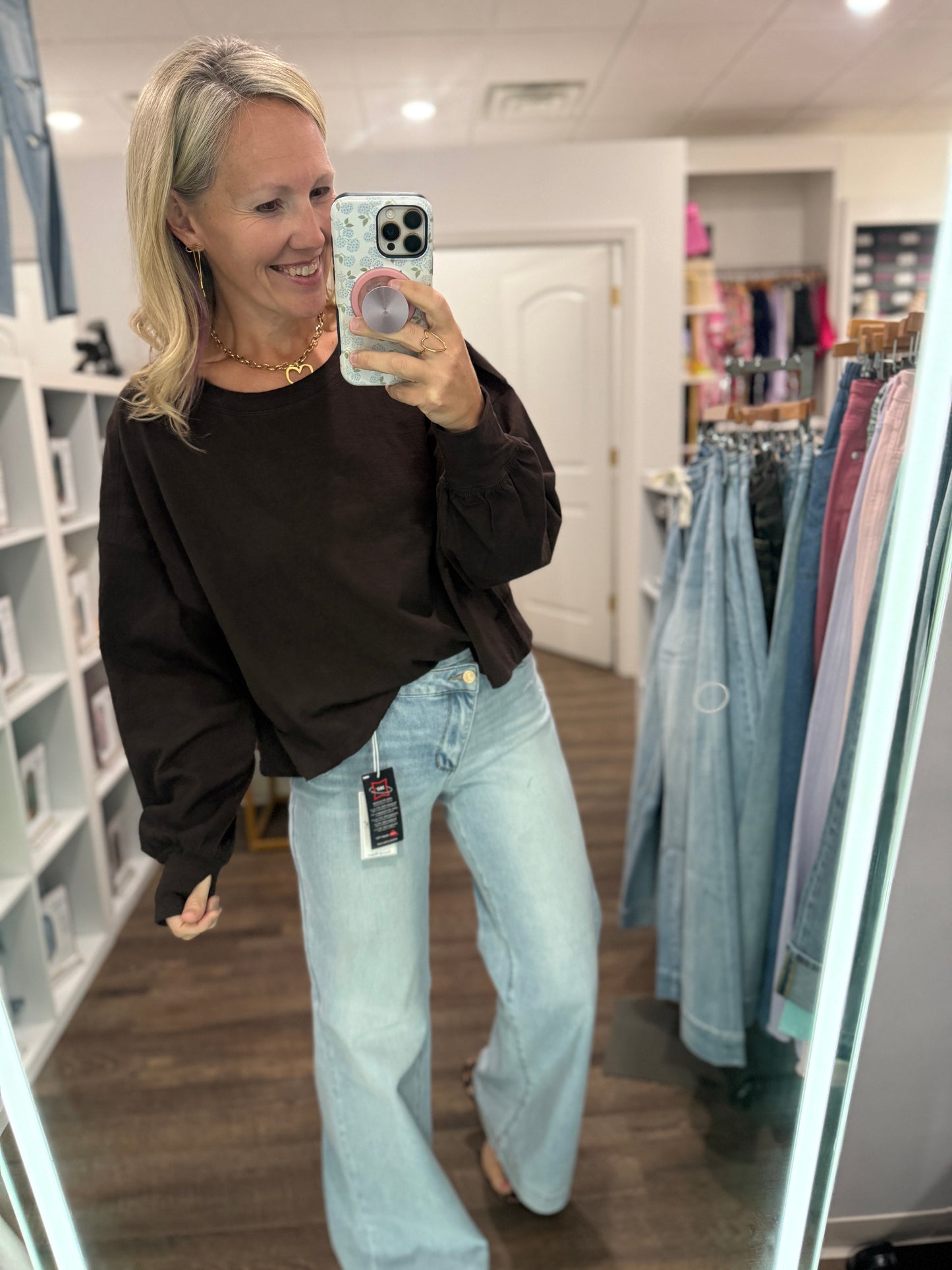 Breezy Back Long Sleeve- Espresso