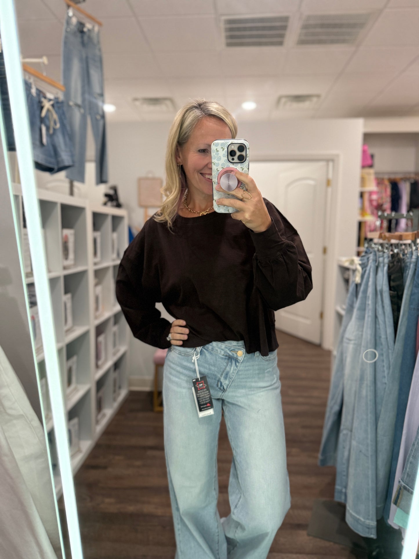 Breezy Back Long Sleeve- Espresso