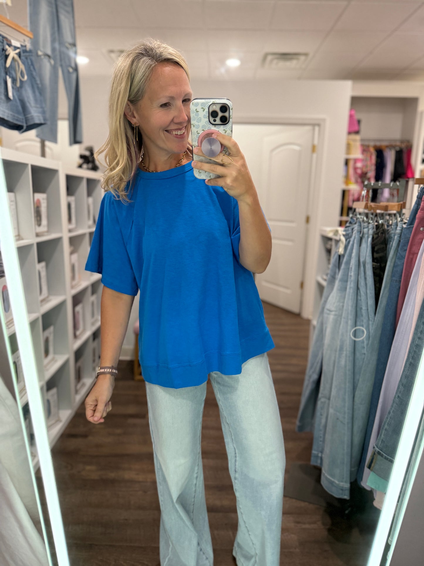 Slub Seam Top- Ocean Blue