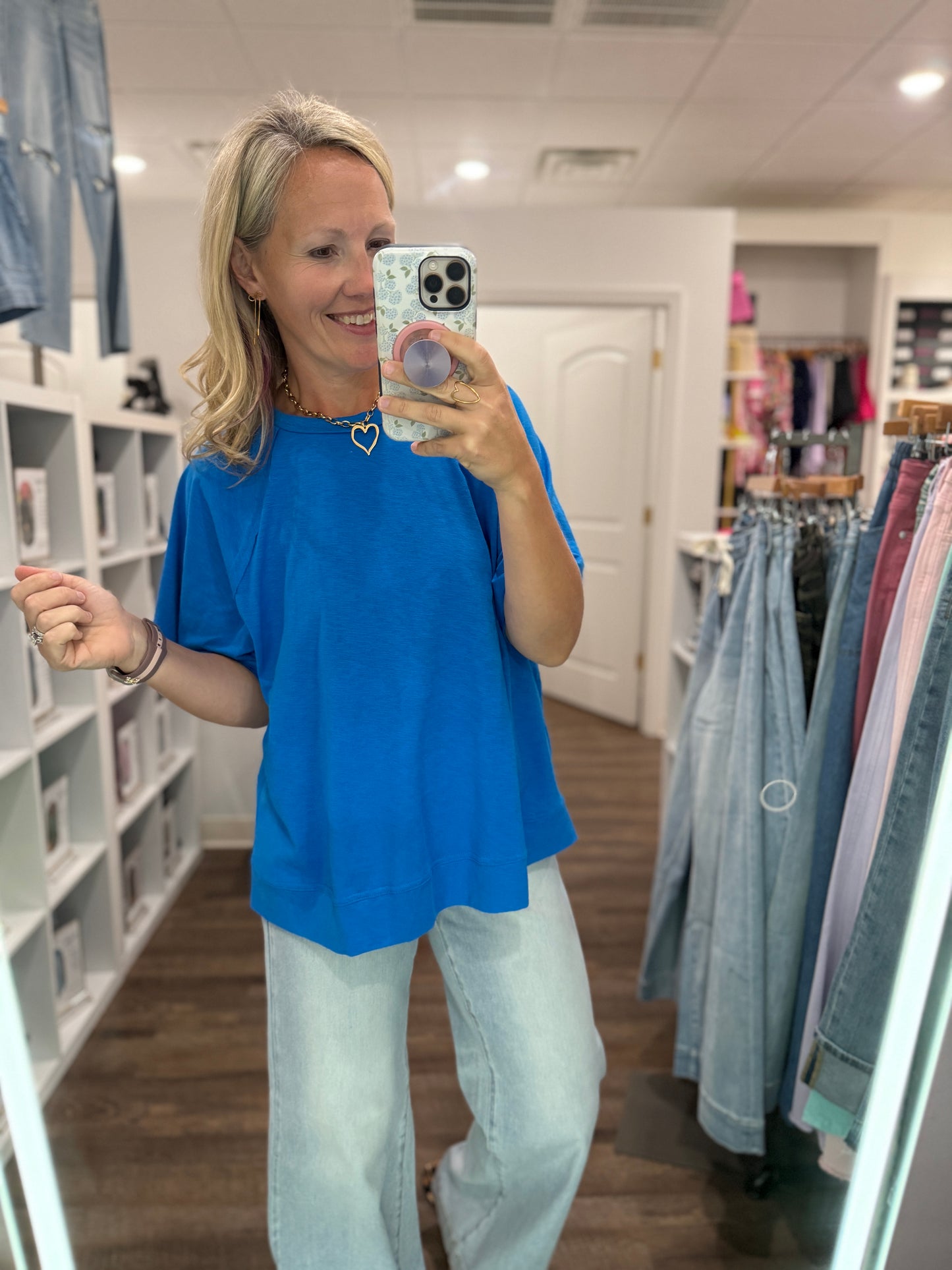 Slub Seam Top- Ocean Blue