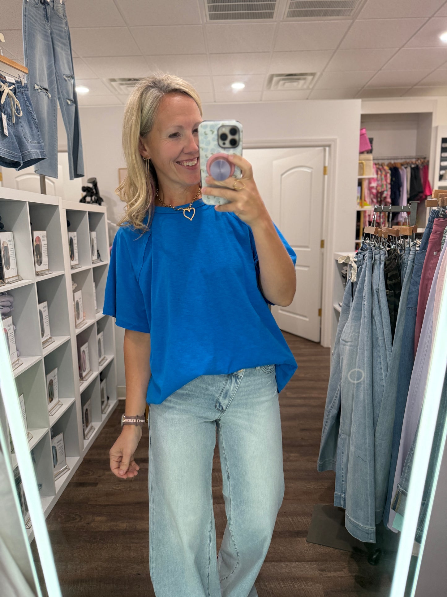 Slub Seam Top- Ocean Blue