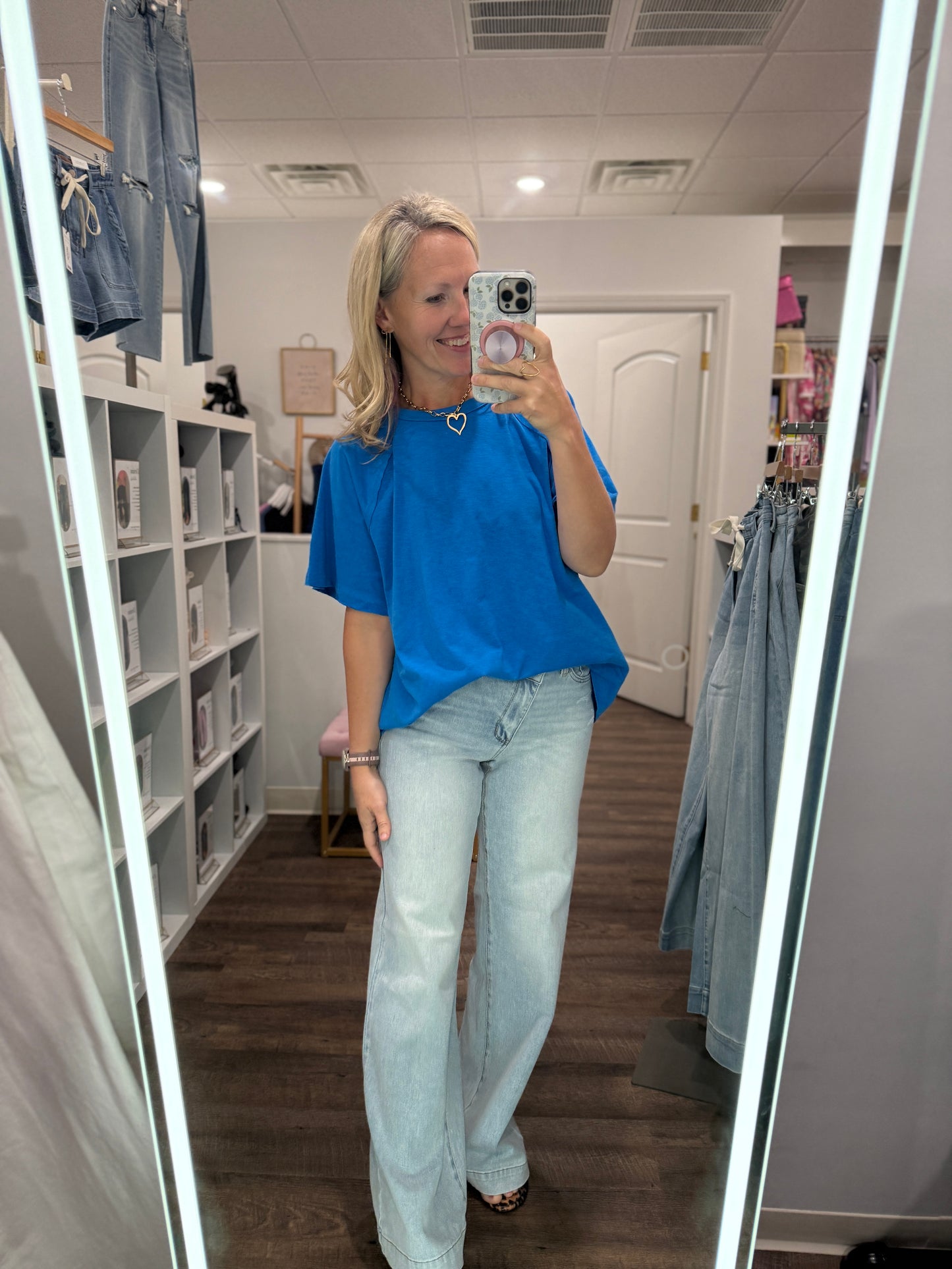 Slub Seam Top- Ocean Blue