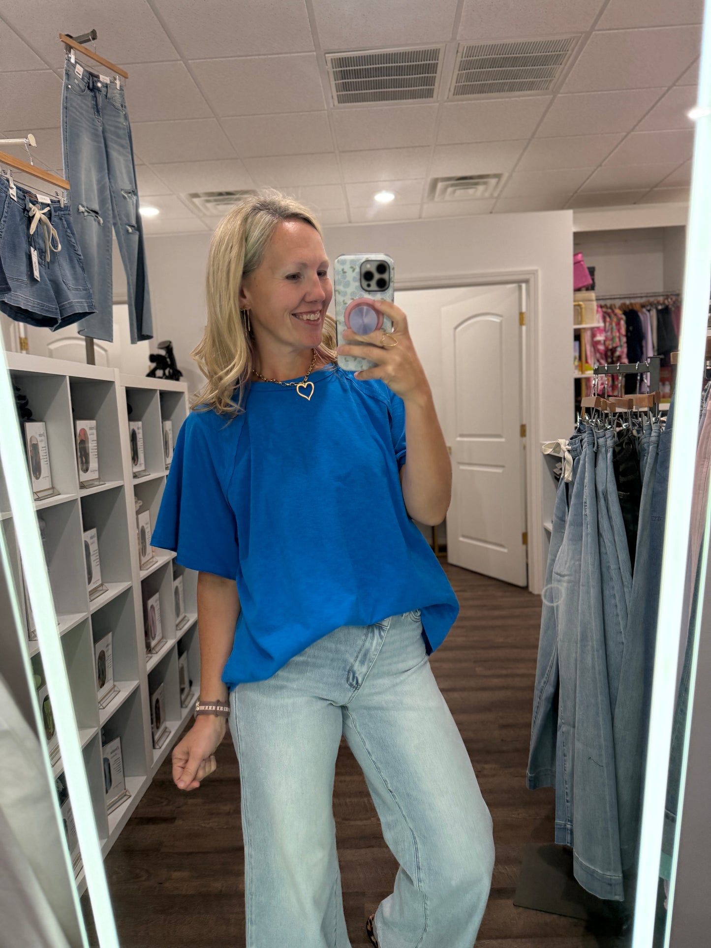 Slub Seam Top- Ocean Blue