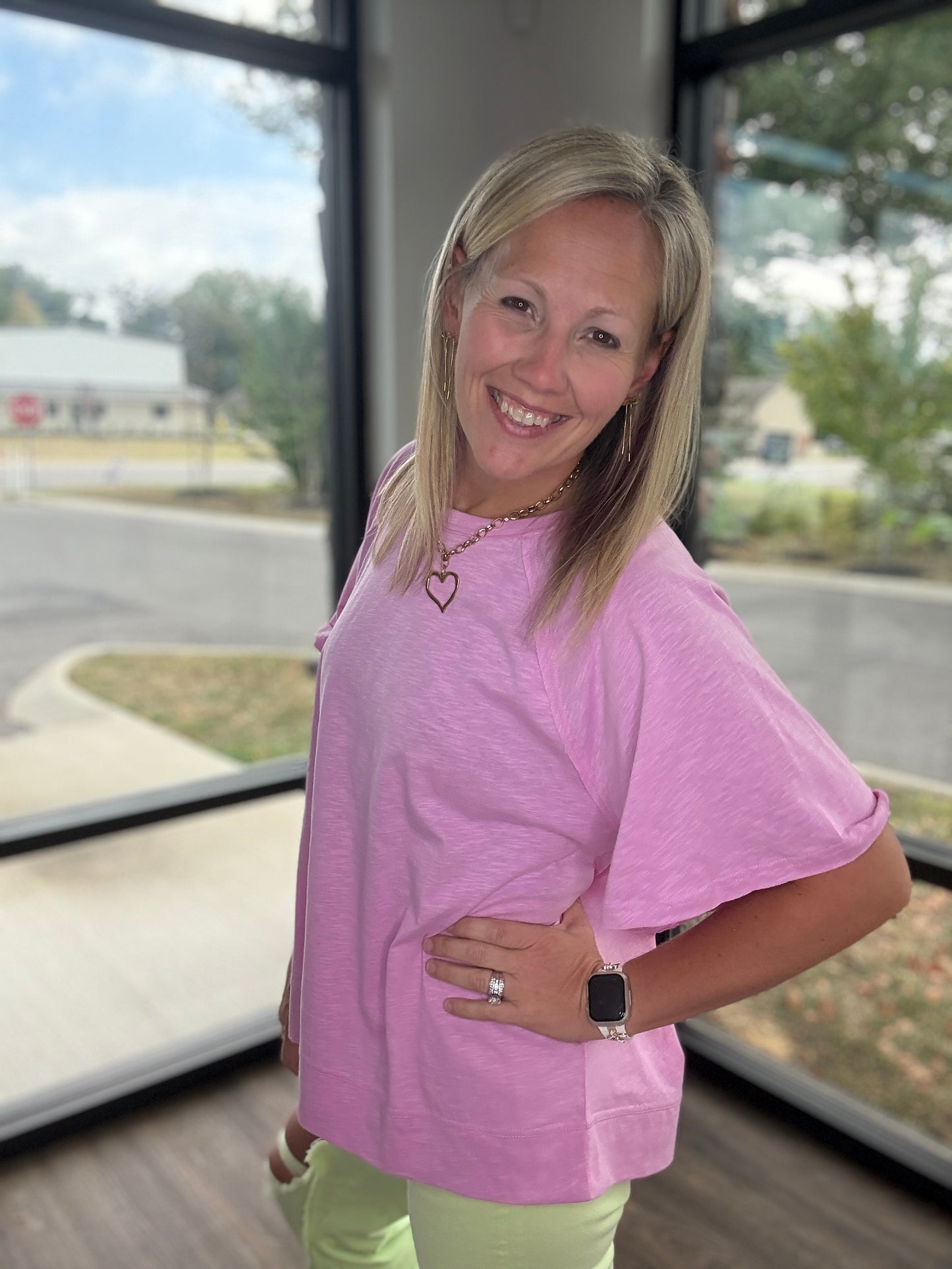 Slub Seam Top- Mauve