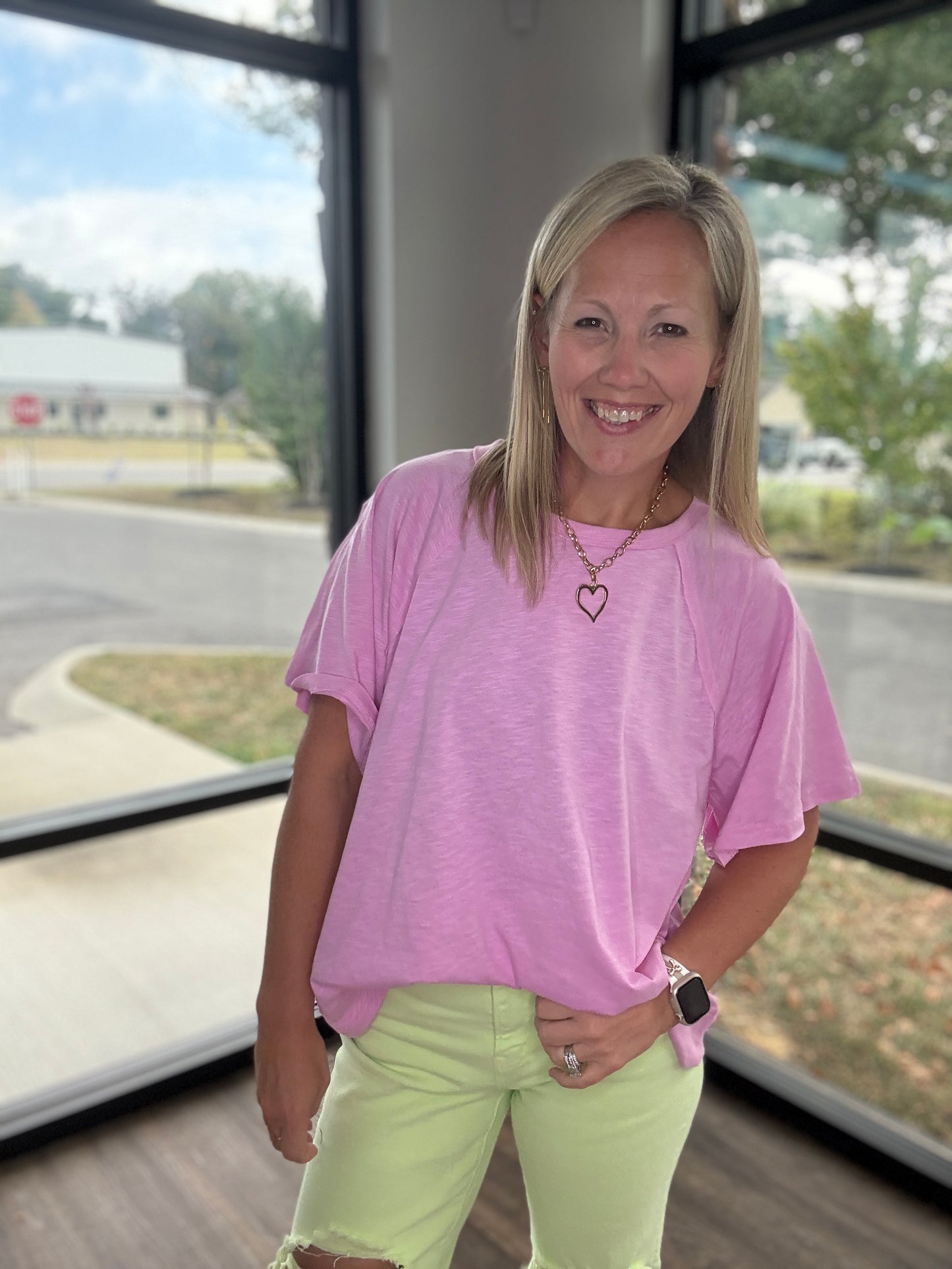Slub Seam Top- Mauve