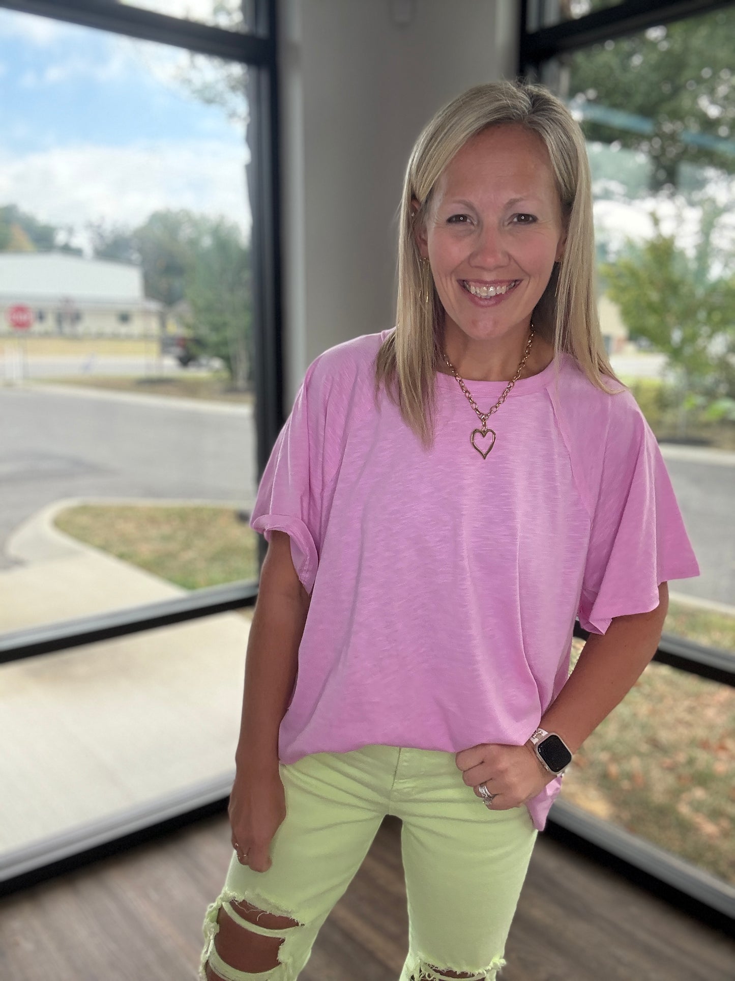Slub Seam Top- Mauve