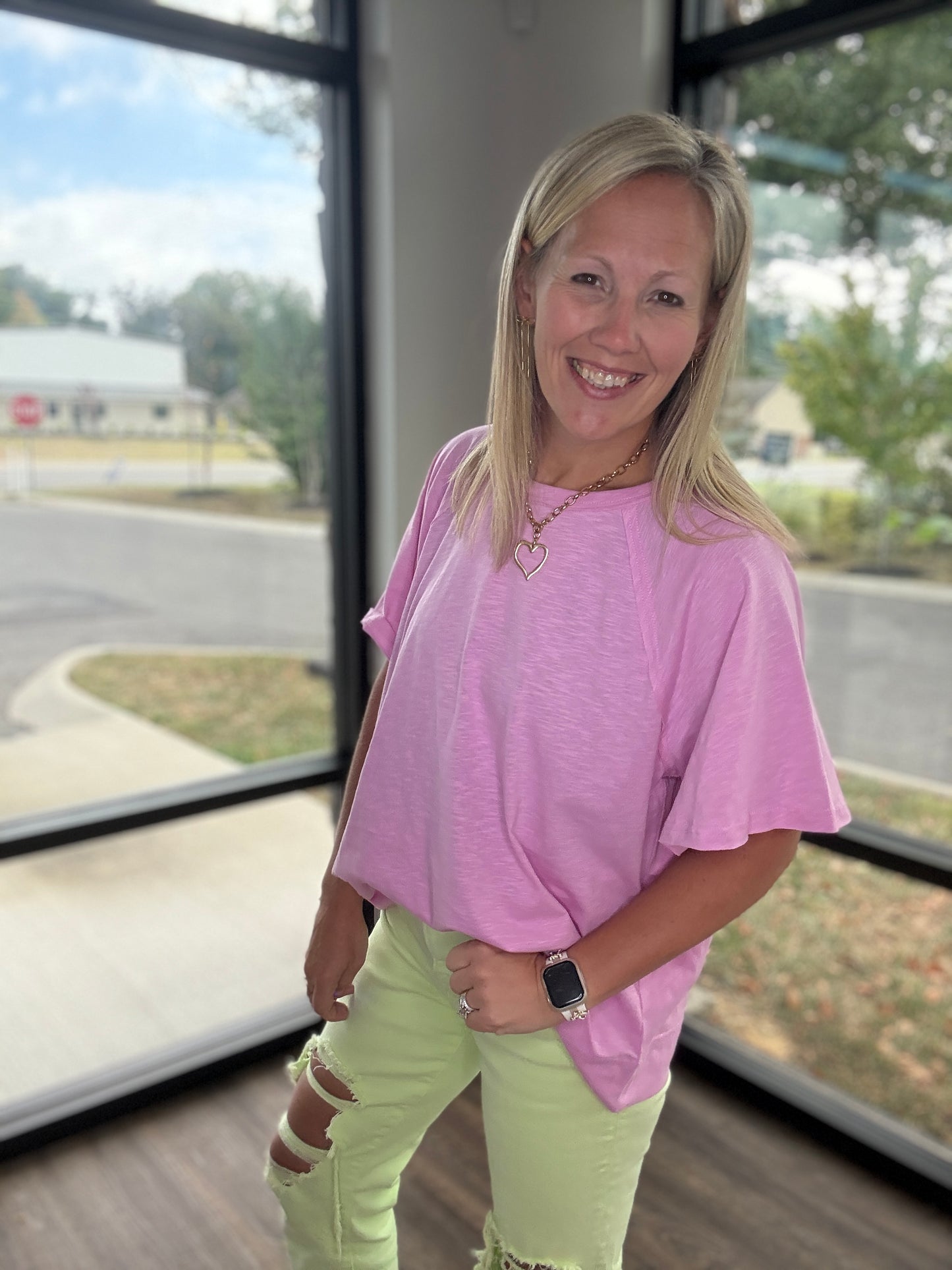Slub Seam Top- Mauve