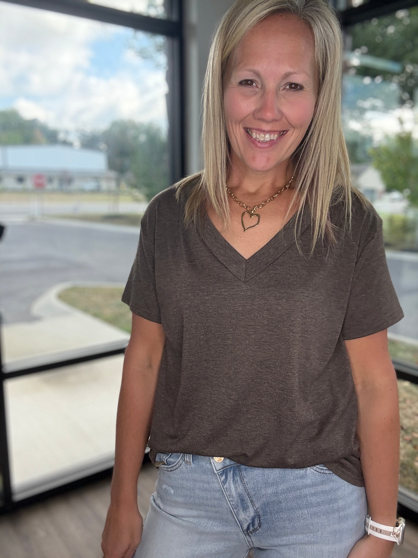 Sadie Boyfriend Tee- Coffee