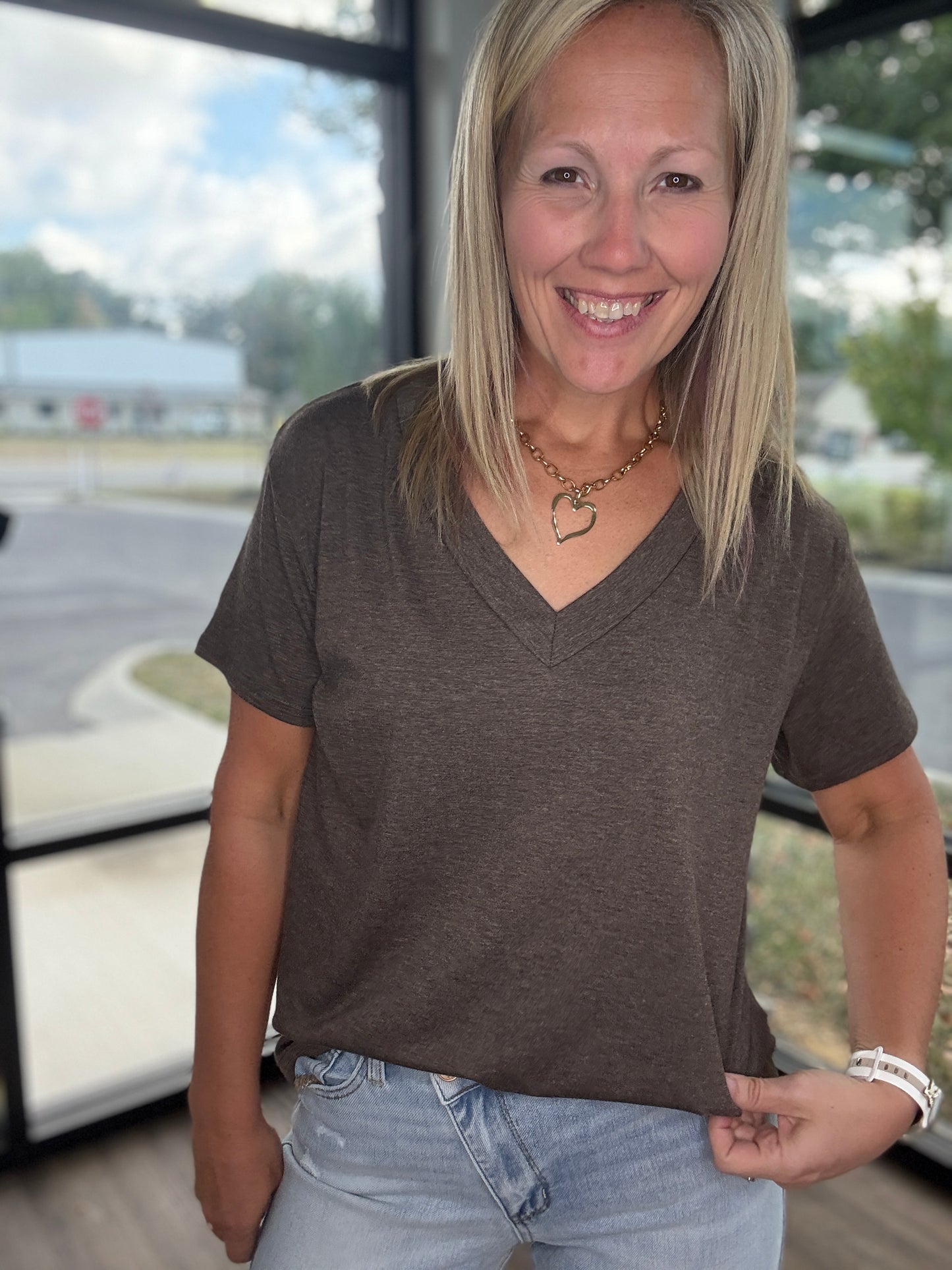 Sadie Boyfriend Tee- Coffee