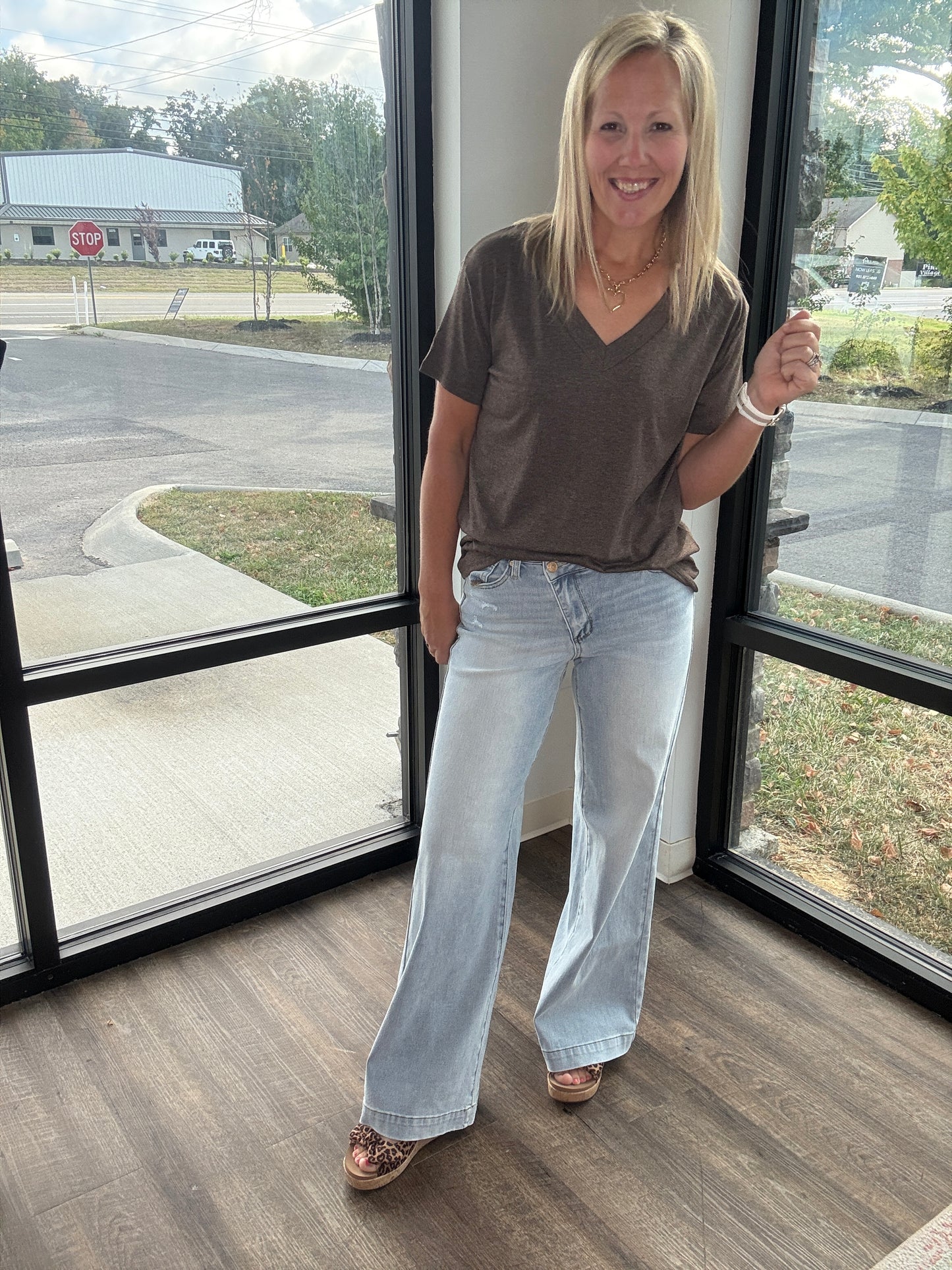 Criss Cross Wide Leg Jean