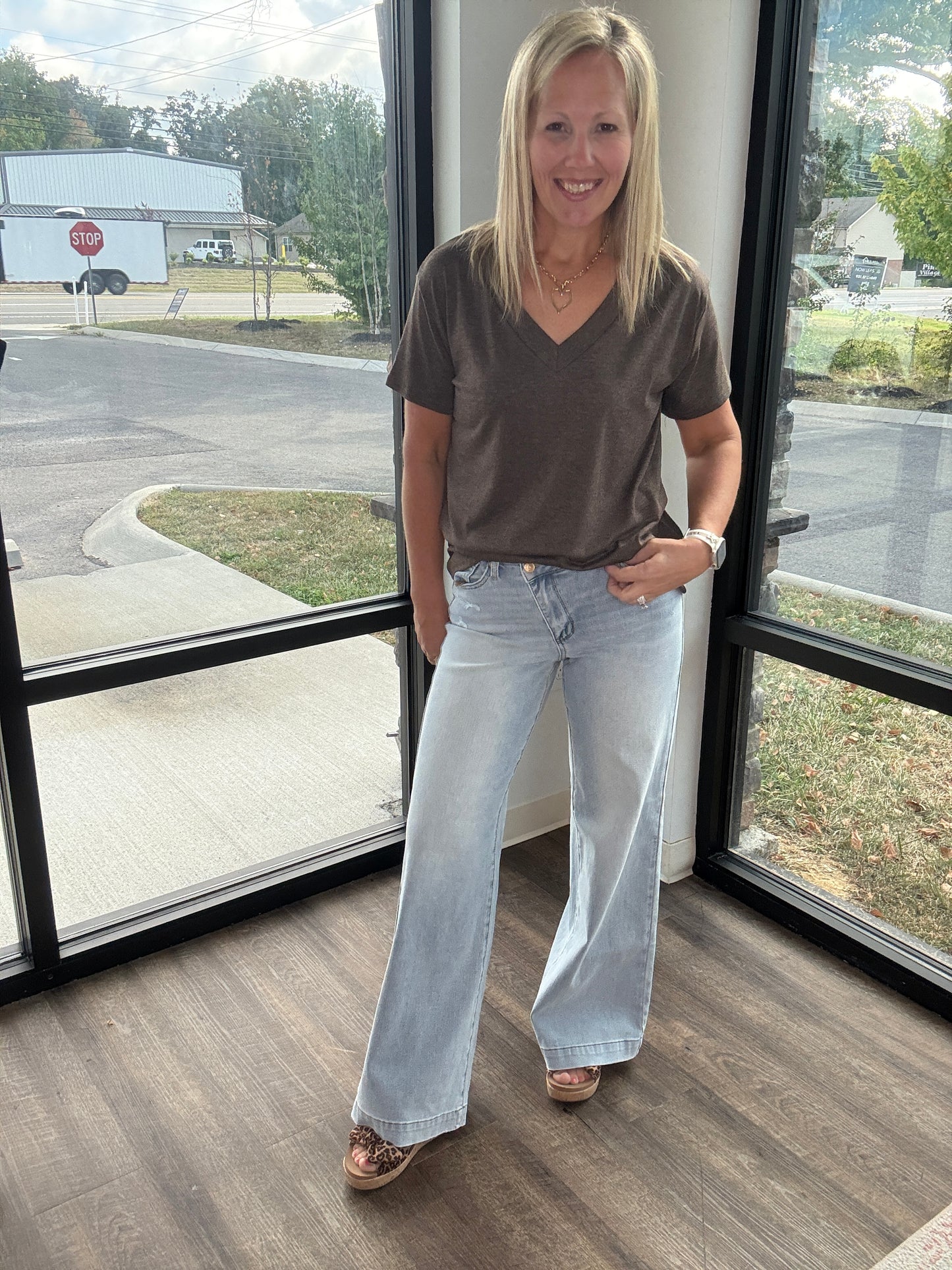 Criss Cross Wide Leg Jean