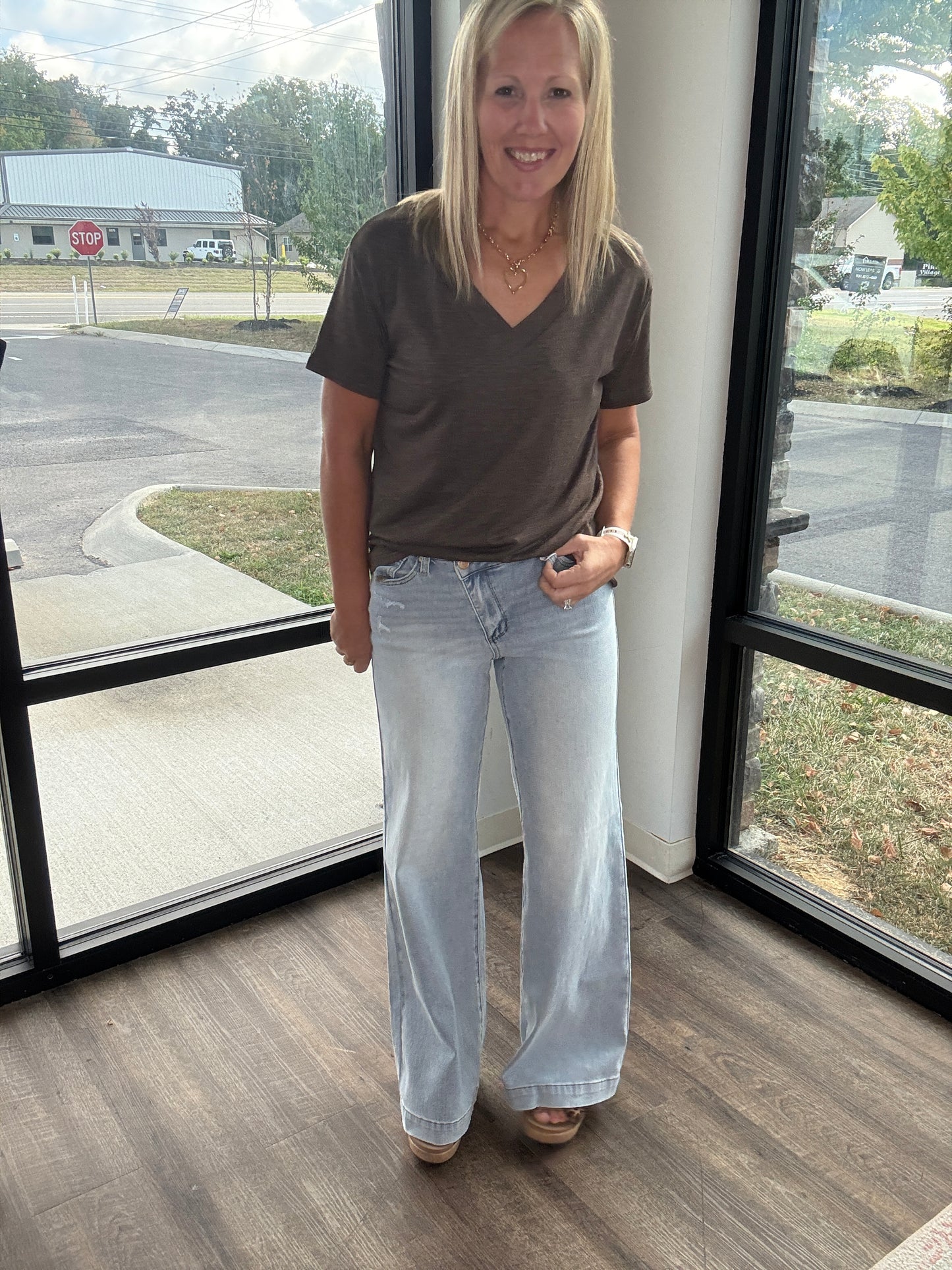 Criss Cross Wide Leg Jean