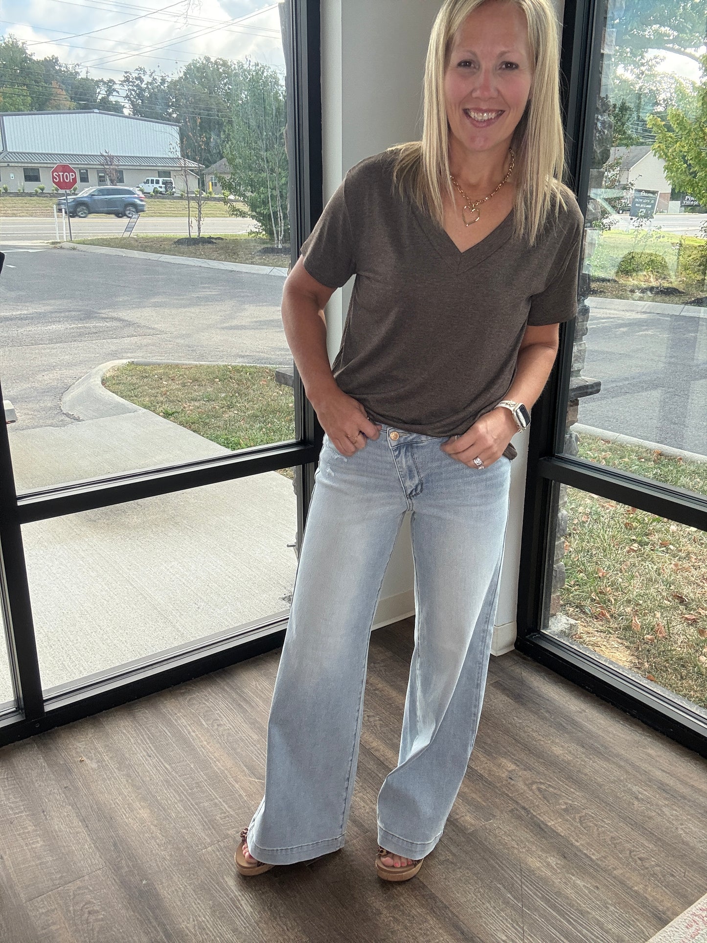 Criss Cross Wide Leg Jean