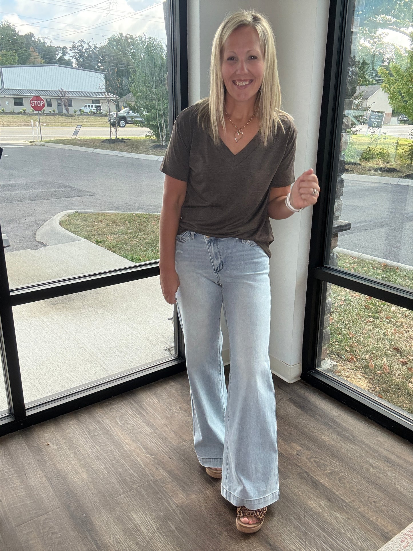 Criss Cross Wide Leg Jean
