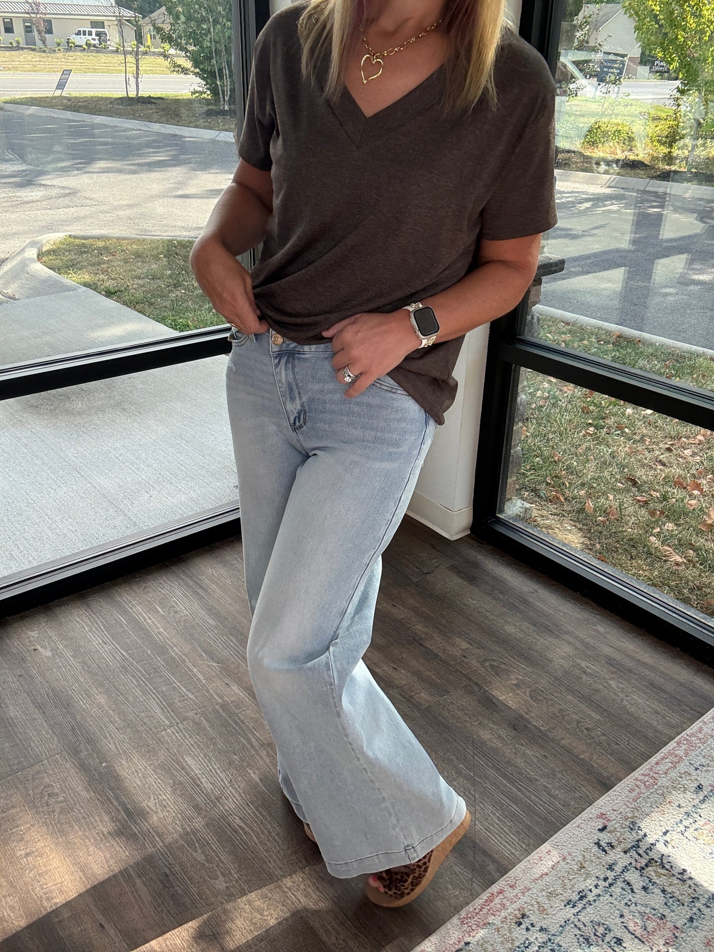 Criss Cross Wide Leg Jean