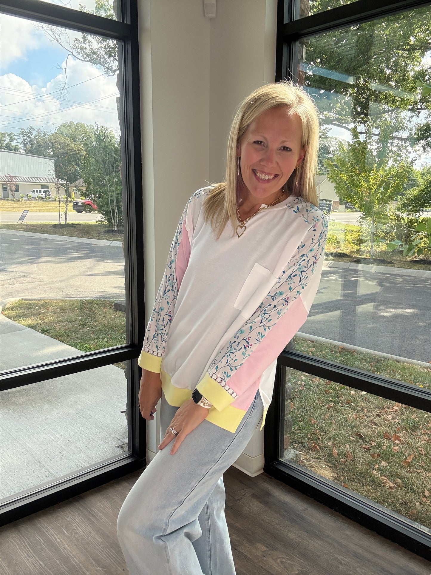 Lavender Lime Floral Top