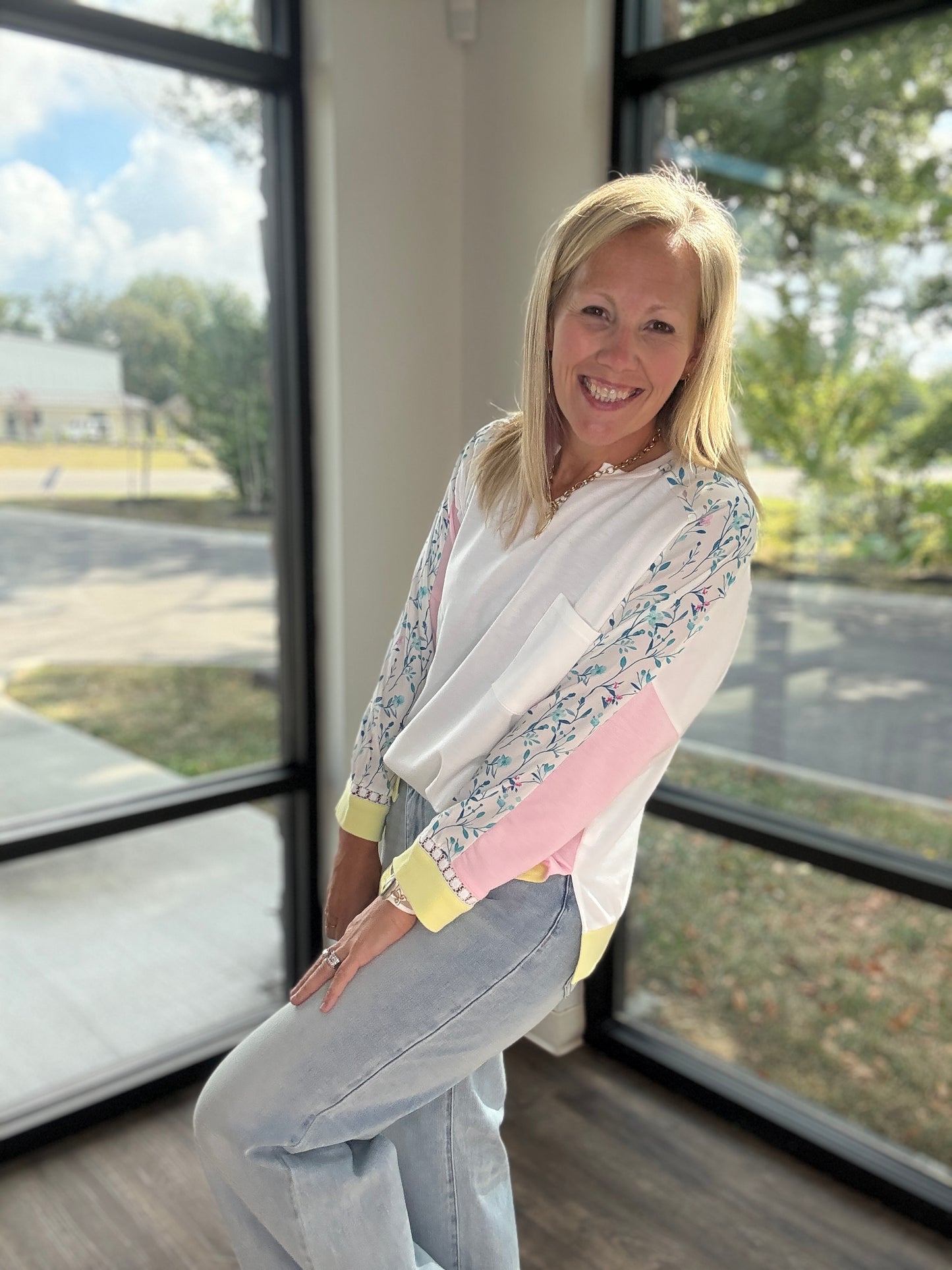 Lavender Lime Floral Top