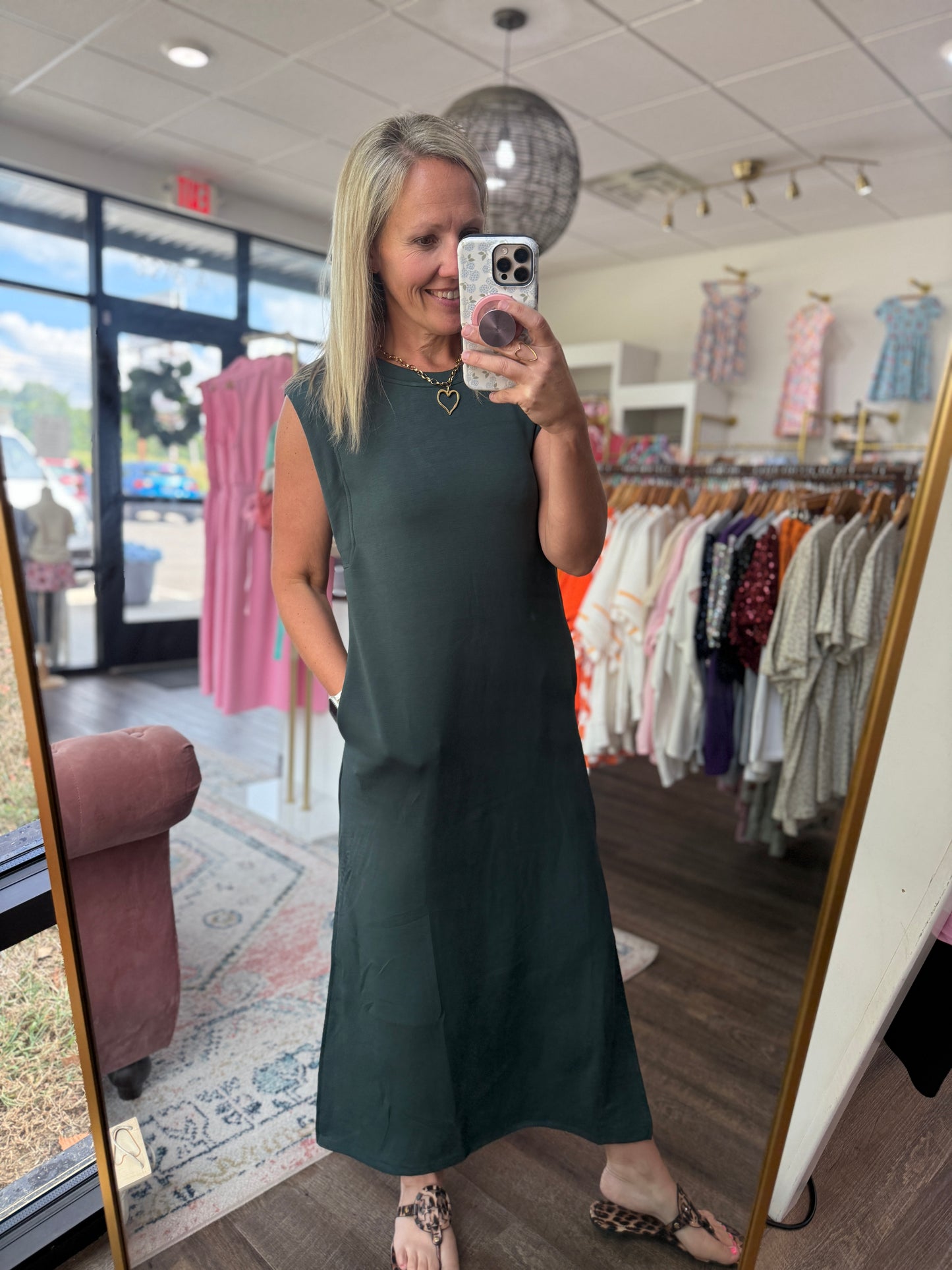 Dream Butter Knit Dress- Forest Green