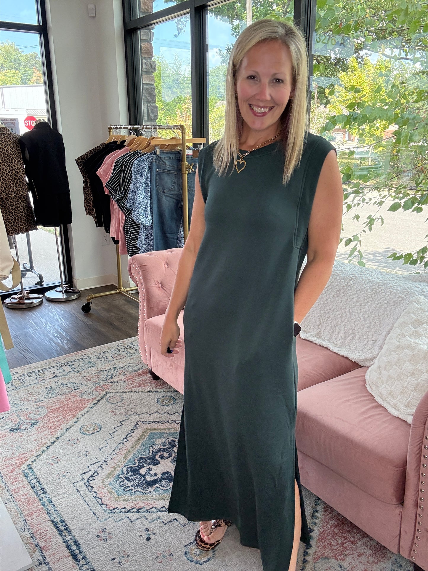 Dream Butter Knit Dress- Forest Green